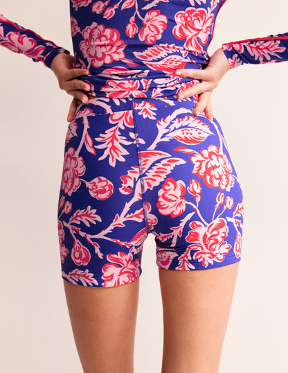 Cycliste de bain-Bleu connecté, motif Rose Blush-3
