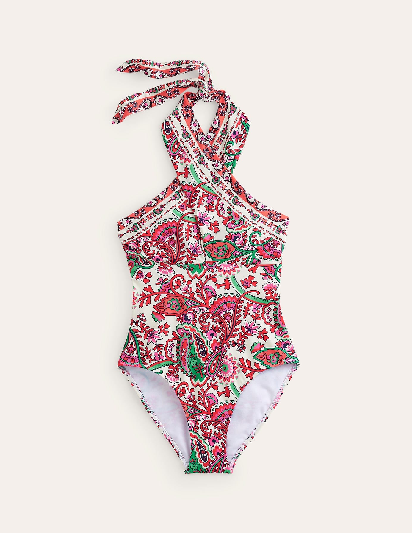 Cross Front Halter Swimsuit-Multi, Fantastical