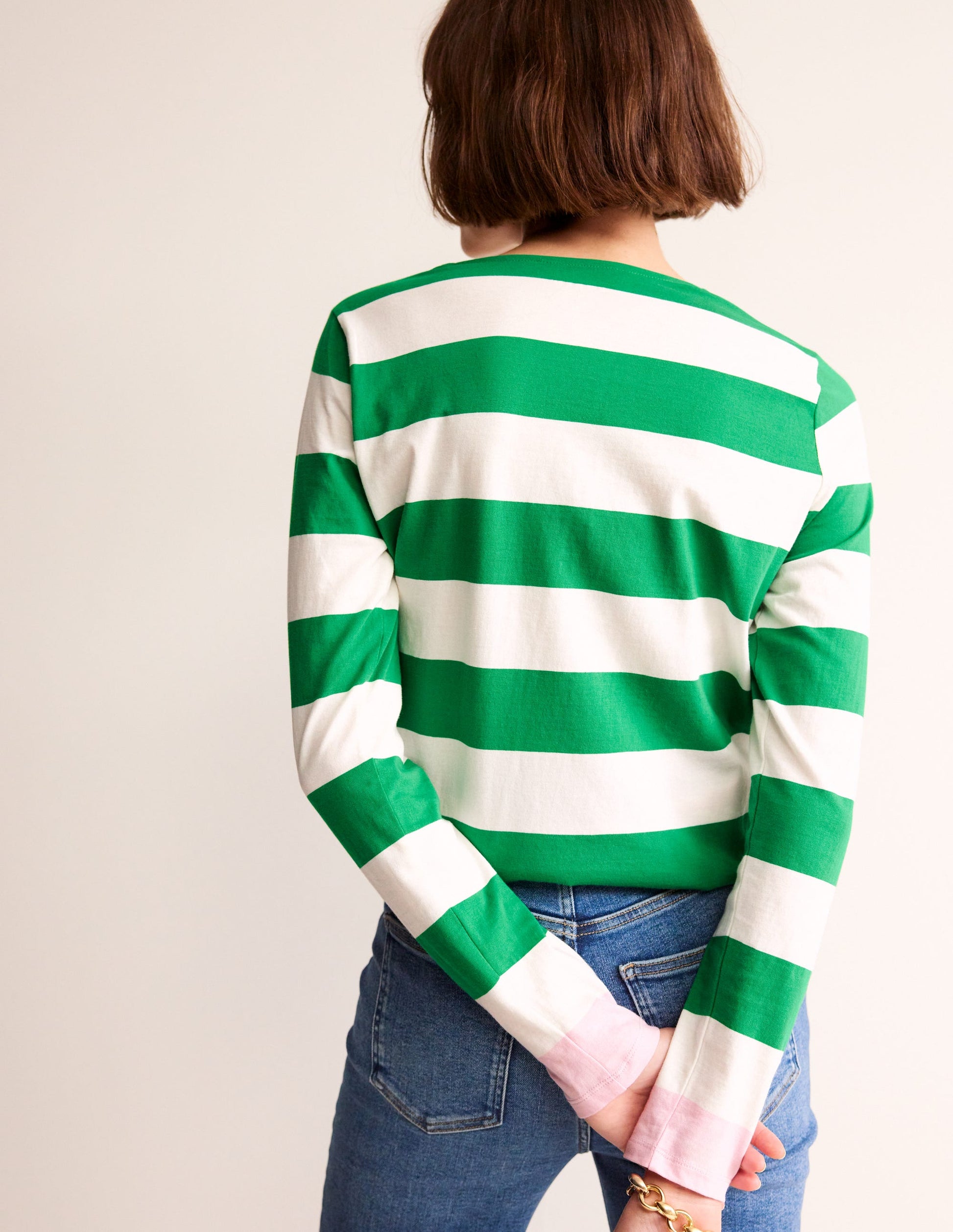 Bea Long Sleeve Breton-Green Ivory, Pink-3
