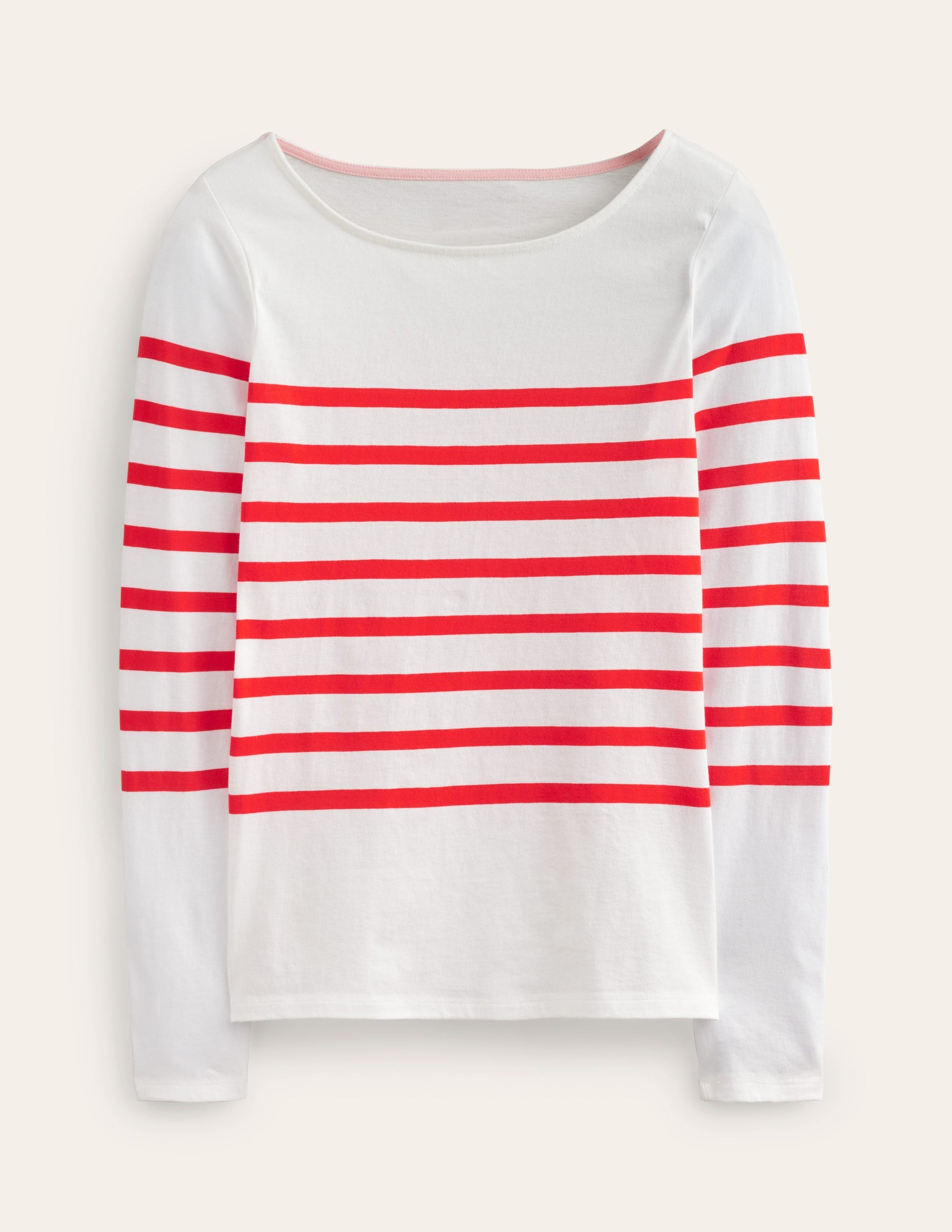 Ella Breton-Shirt mit langen Ärmeln-Naturweiß, Flame Scarlet-6