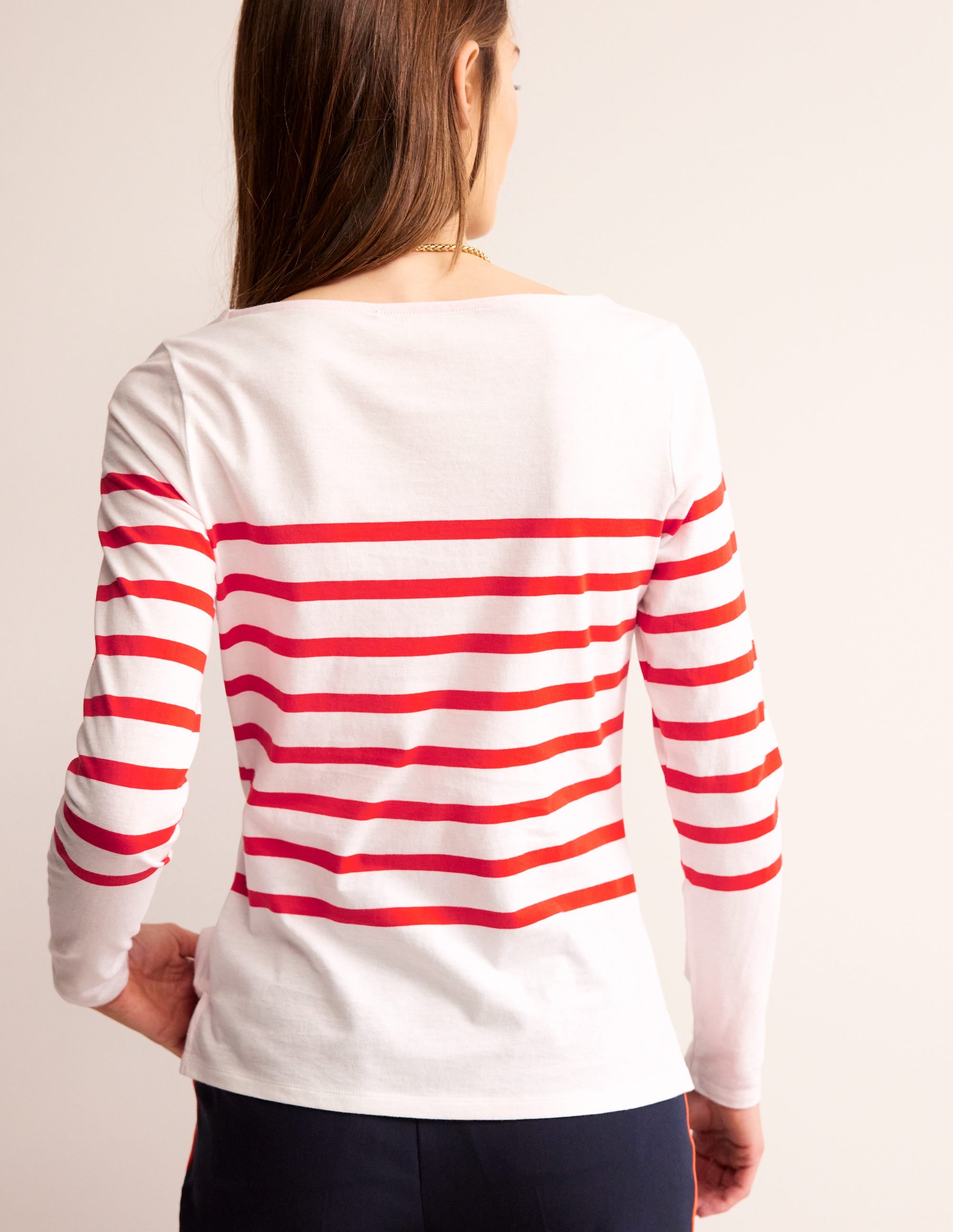 Ella Breton-Shirt mit langen Ärmeln-Naturweiß, Flame Scarlet - Image 3