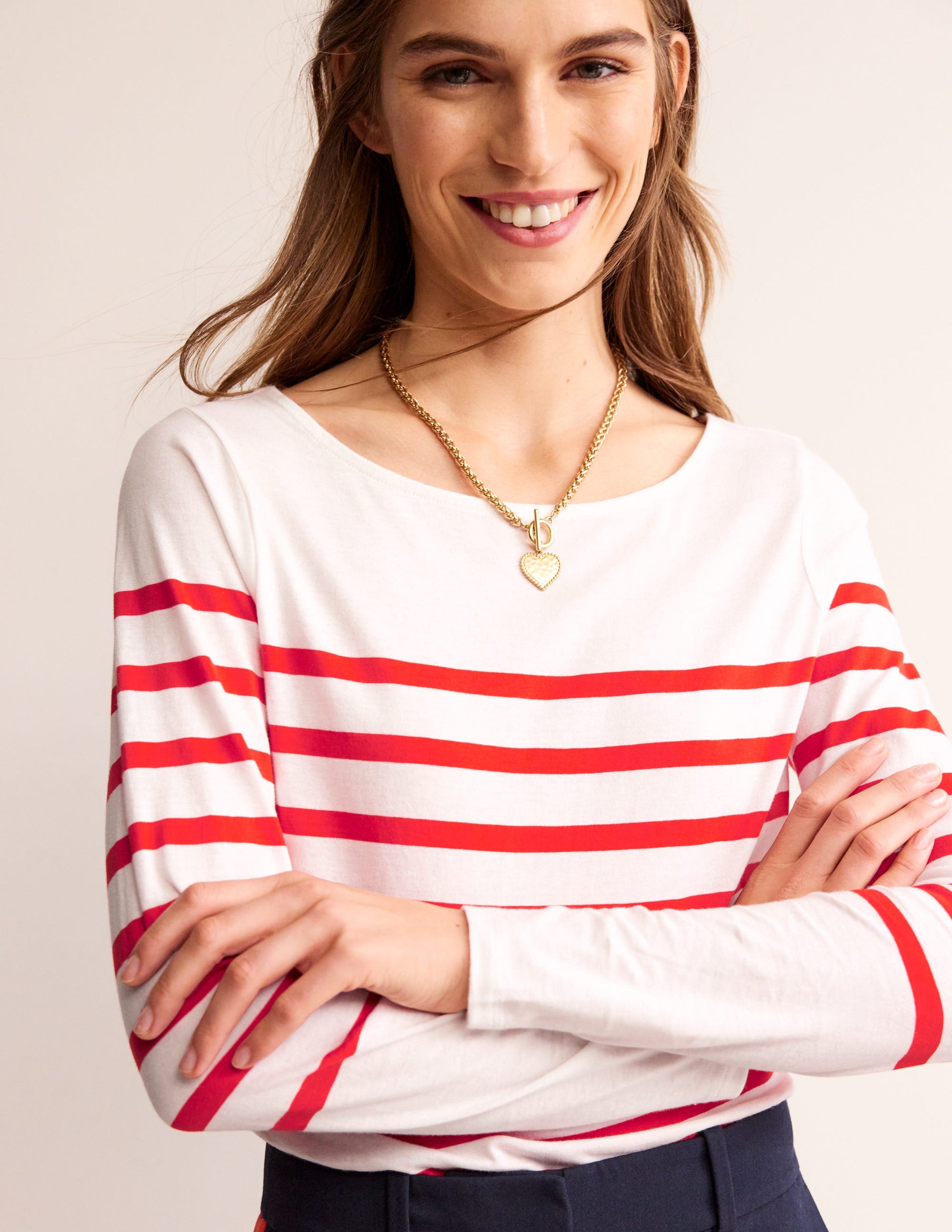 Ella Breton-Shirt mit langen Ärmeln-Naturweiß, Flame Scarlet-4