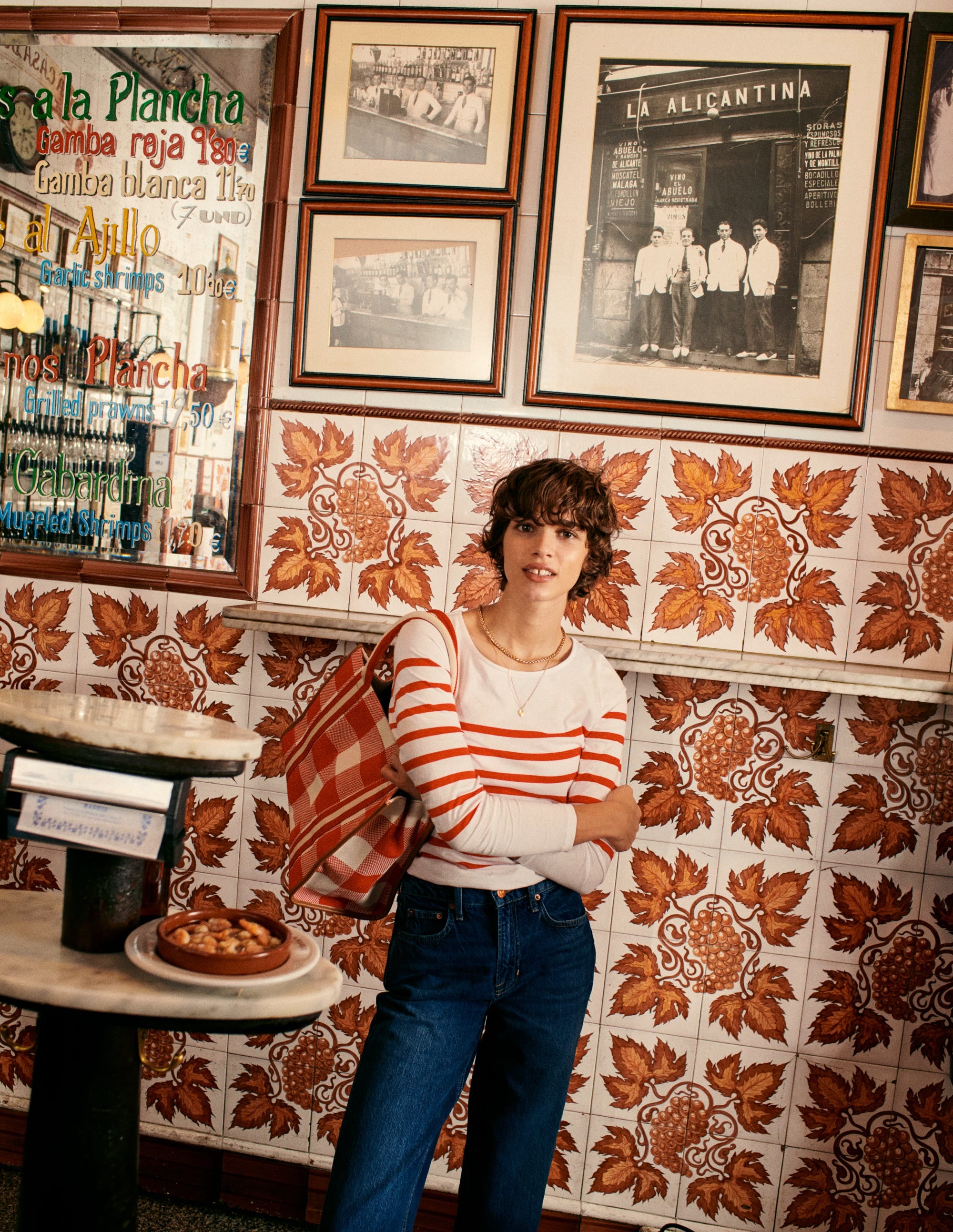 Ella Breton-Shirt mit langen Ärmeln-Naturweiß, Flame Scarlet - Image 5