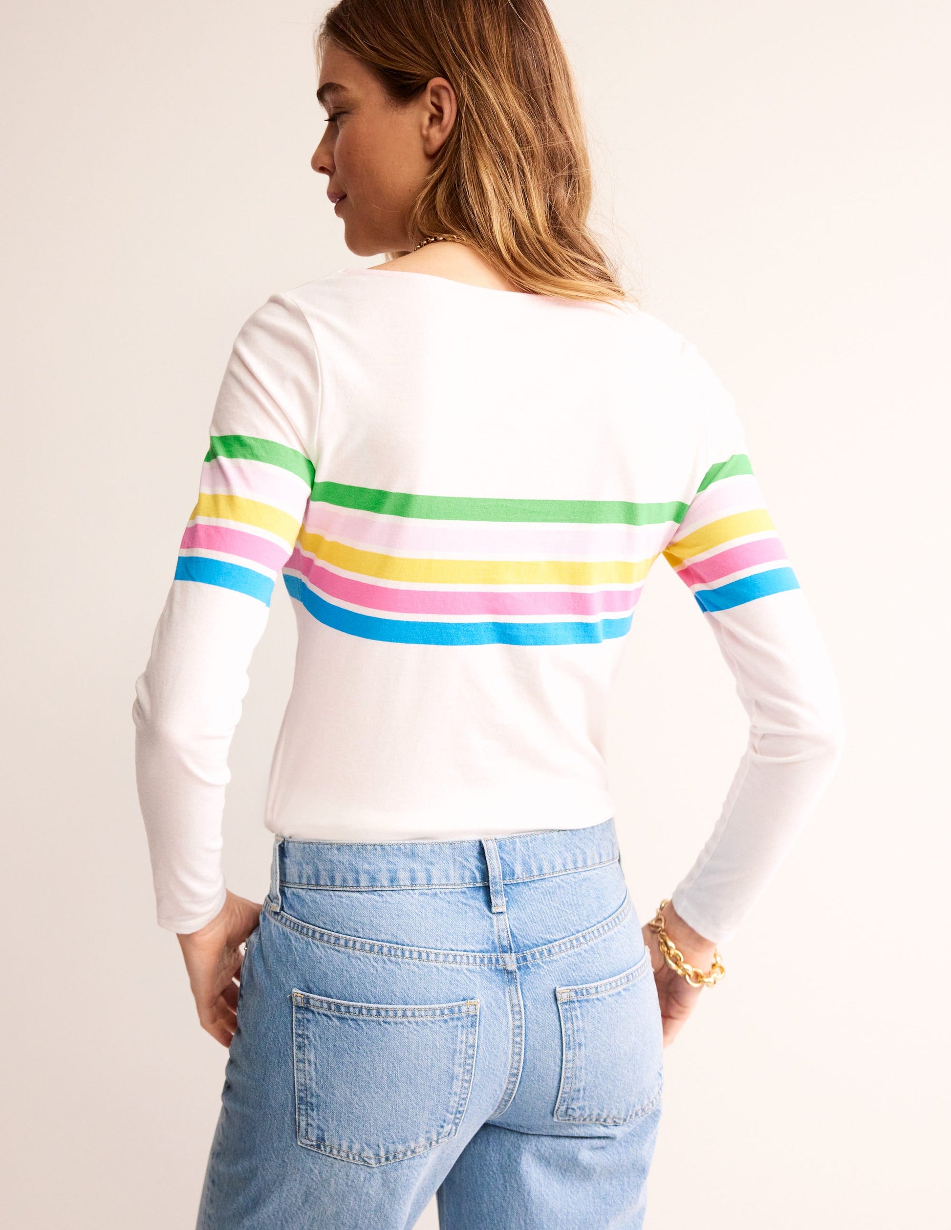 Ella Breton-Shirt mit langen Ärmeln-Naturweiß, Bunter Besatz-3