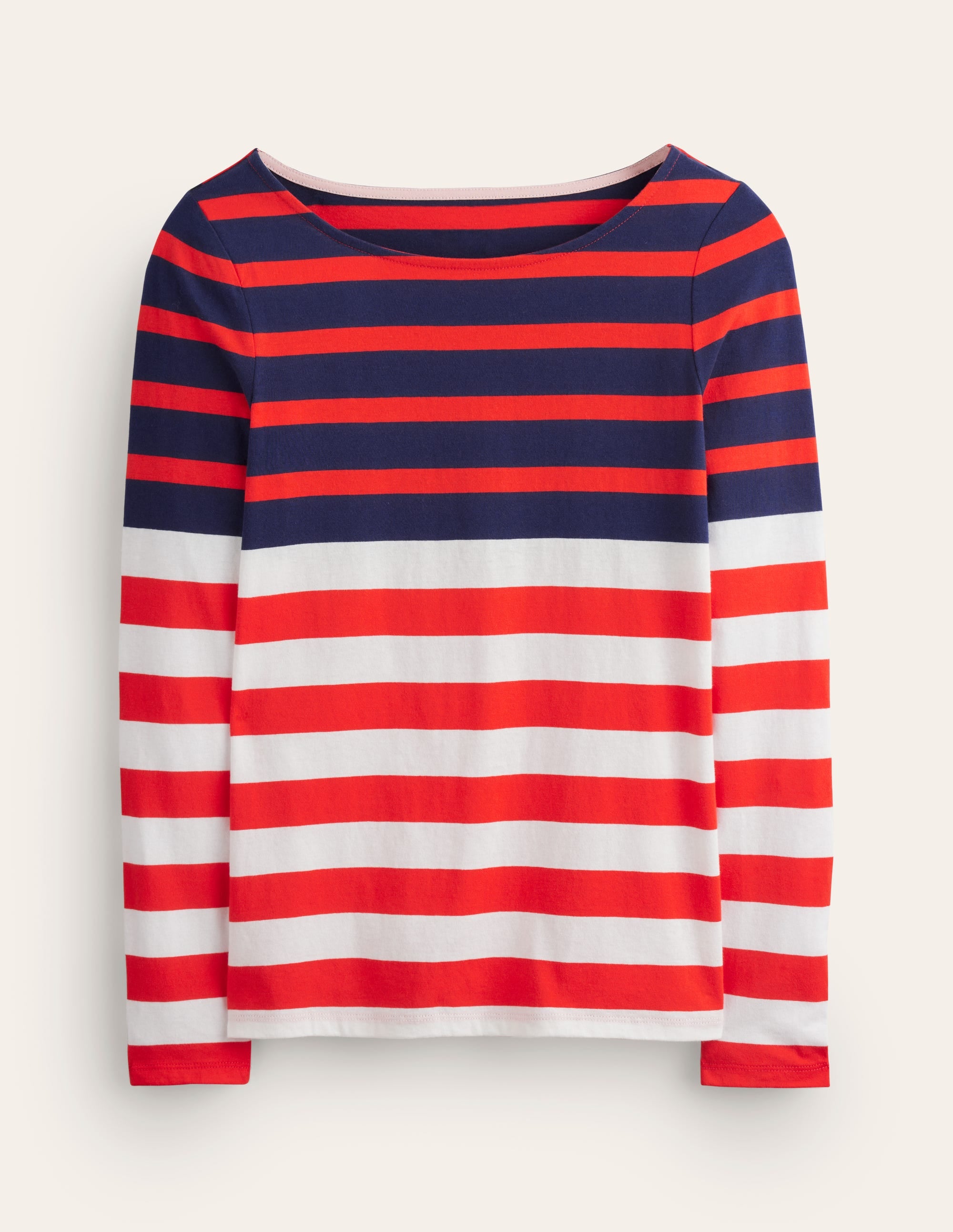 Ella Breton-Shirt mit langen Ärmeln-Naturweiß, Marineblau Rot - Image 5
