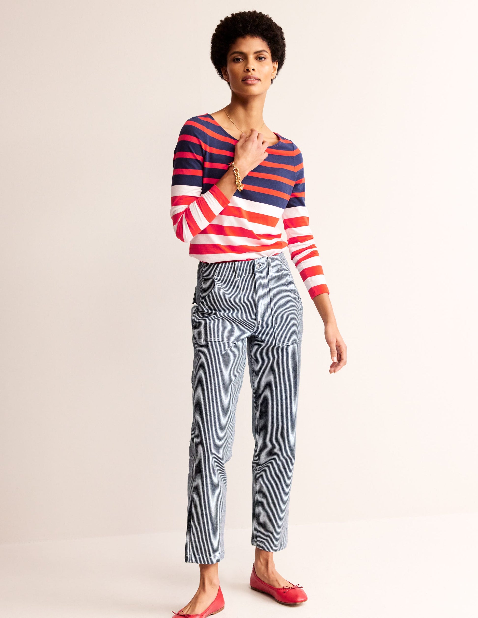 Ella Breton-Shirt mit langen Ärmeln-Naturweiß, Marineblau Rot-4