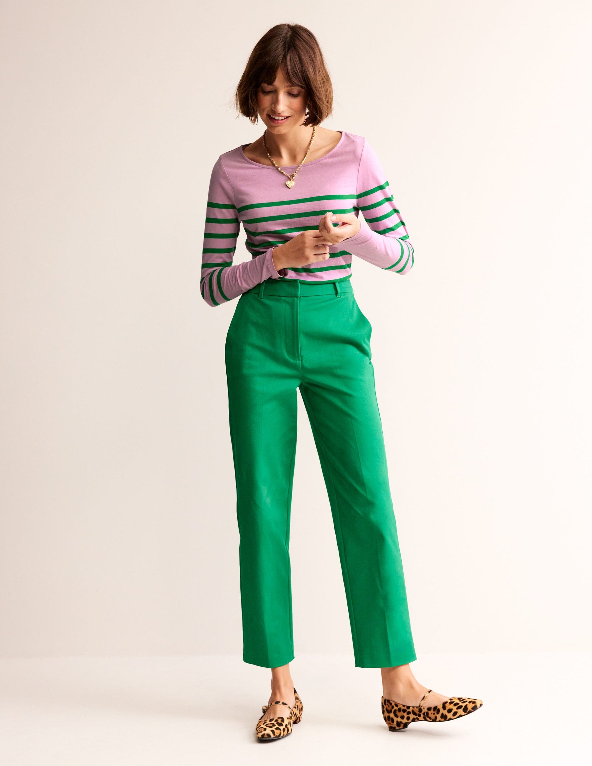 Ella Breton-Shirt mit langen Ärmeln-Rosa, Grün Anordnung-4