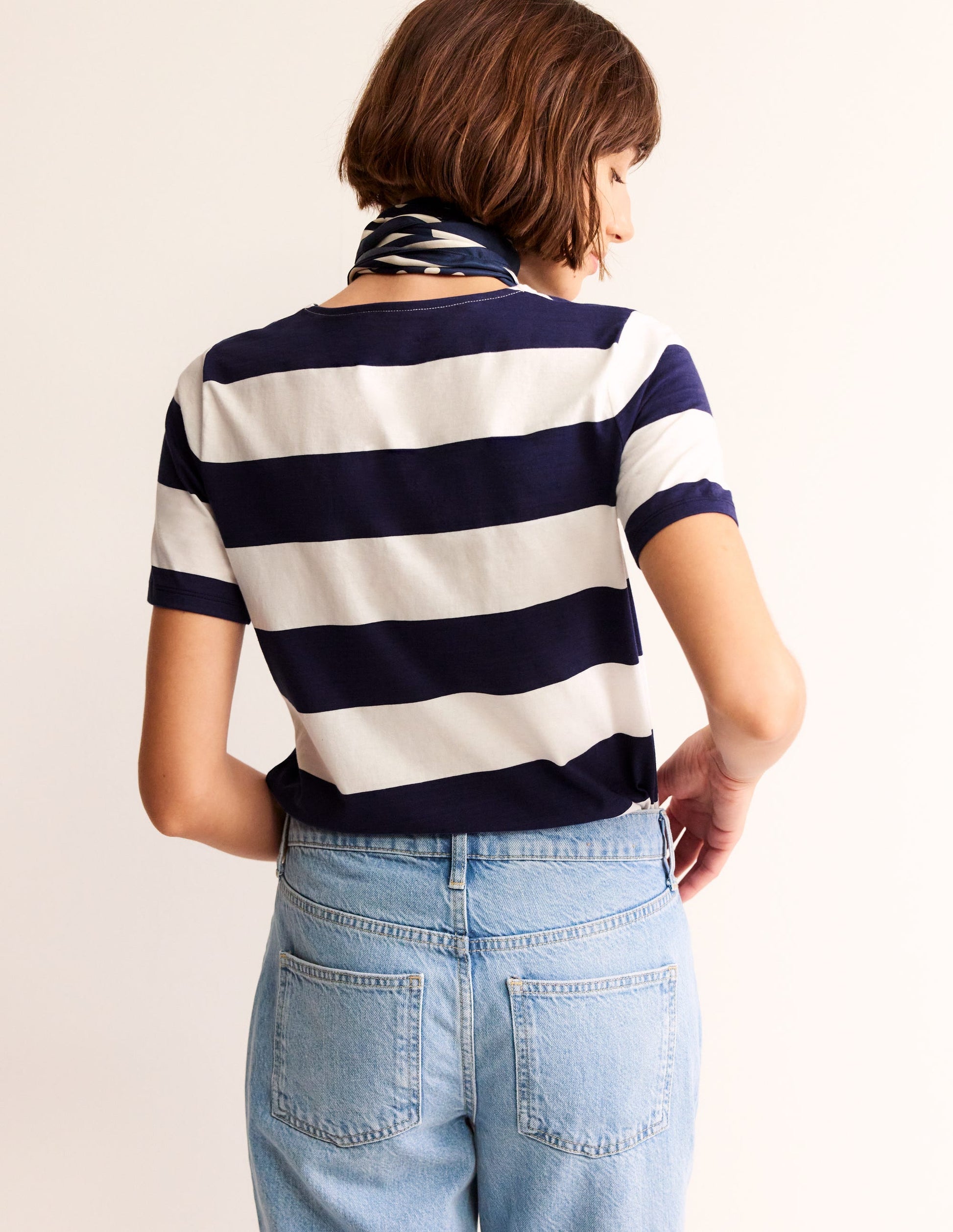 Bea Short Sleeve Breton-Navy Ivory, Wide Stripe-3