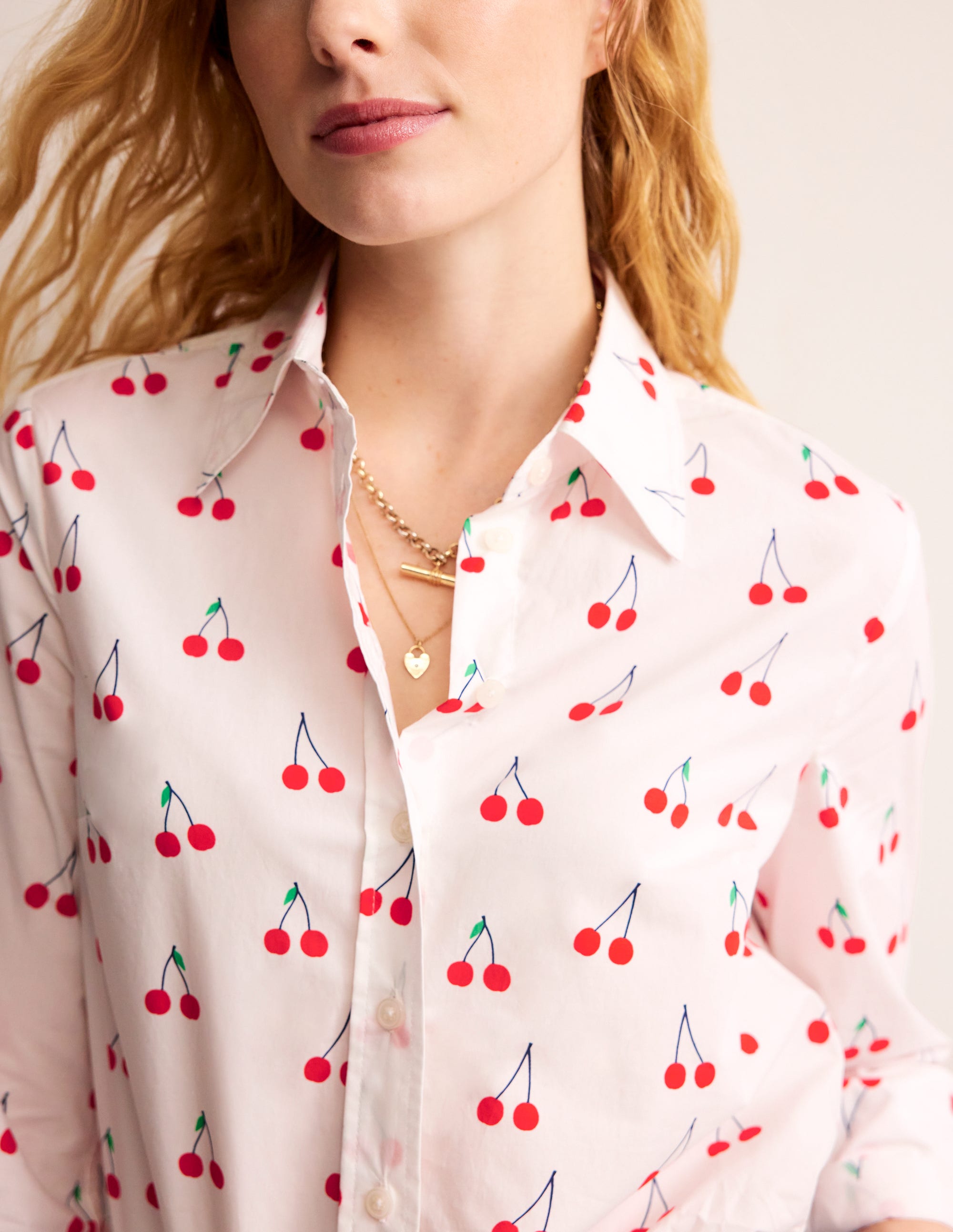 Chemise Sienna en coton-Naturweiß, Kirsche Wein - Image 2