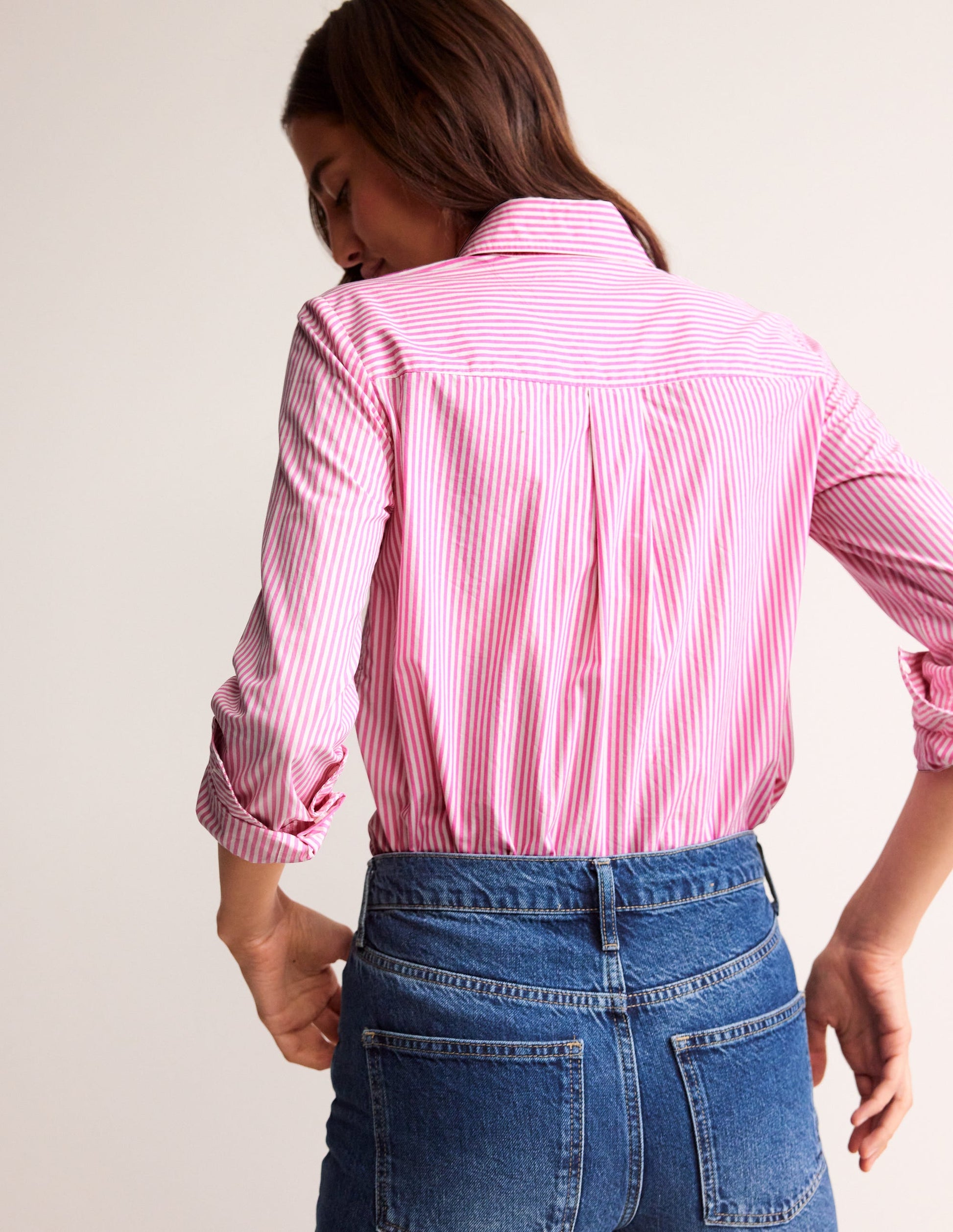 Sienna Baumwollhemd-Sangria Sunset Pink und Naturweiß-3