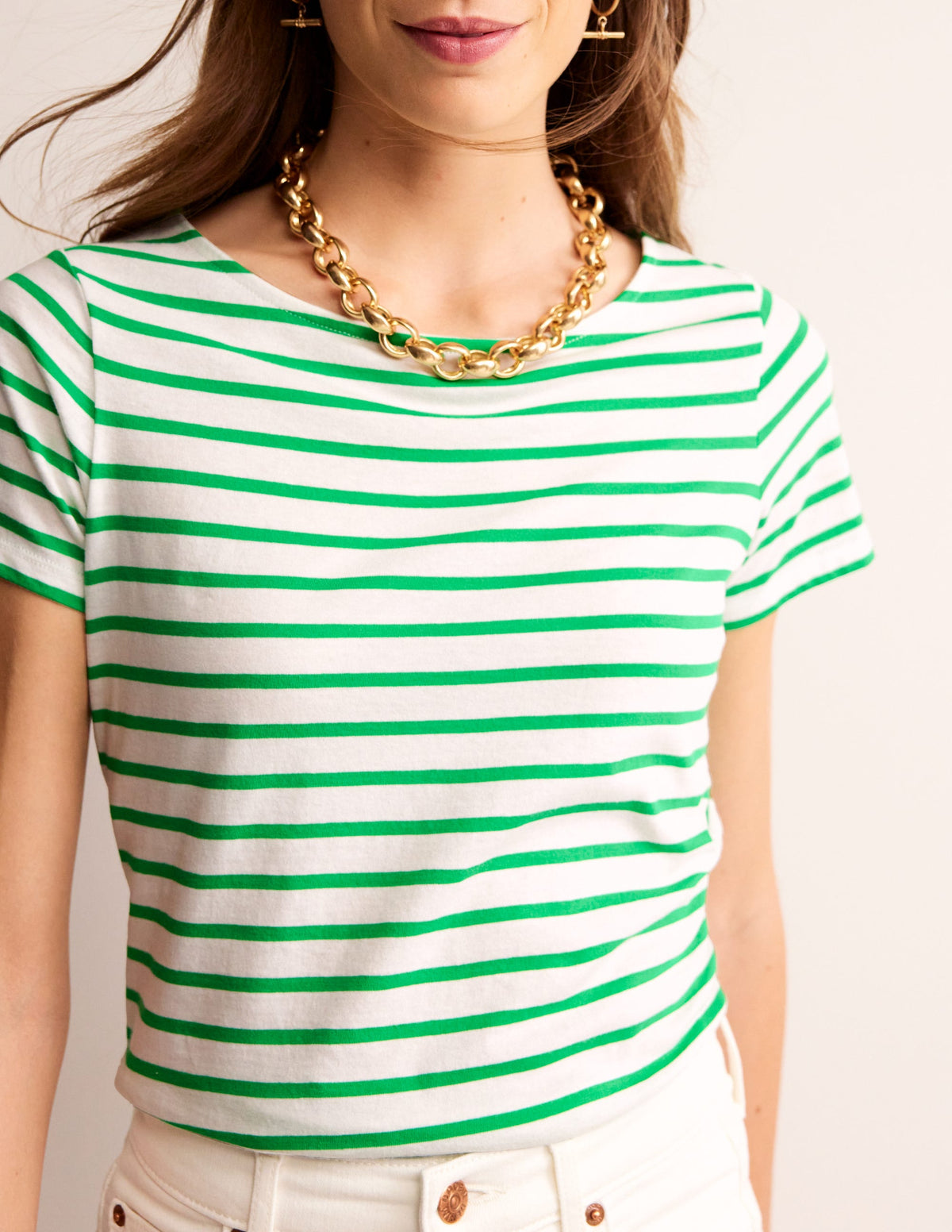 Ella Bretonshirt mit kurzen Ärmeln-Naturweiß, Grün-2