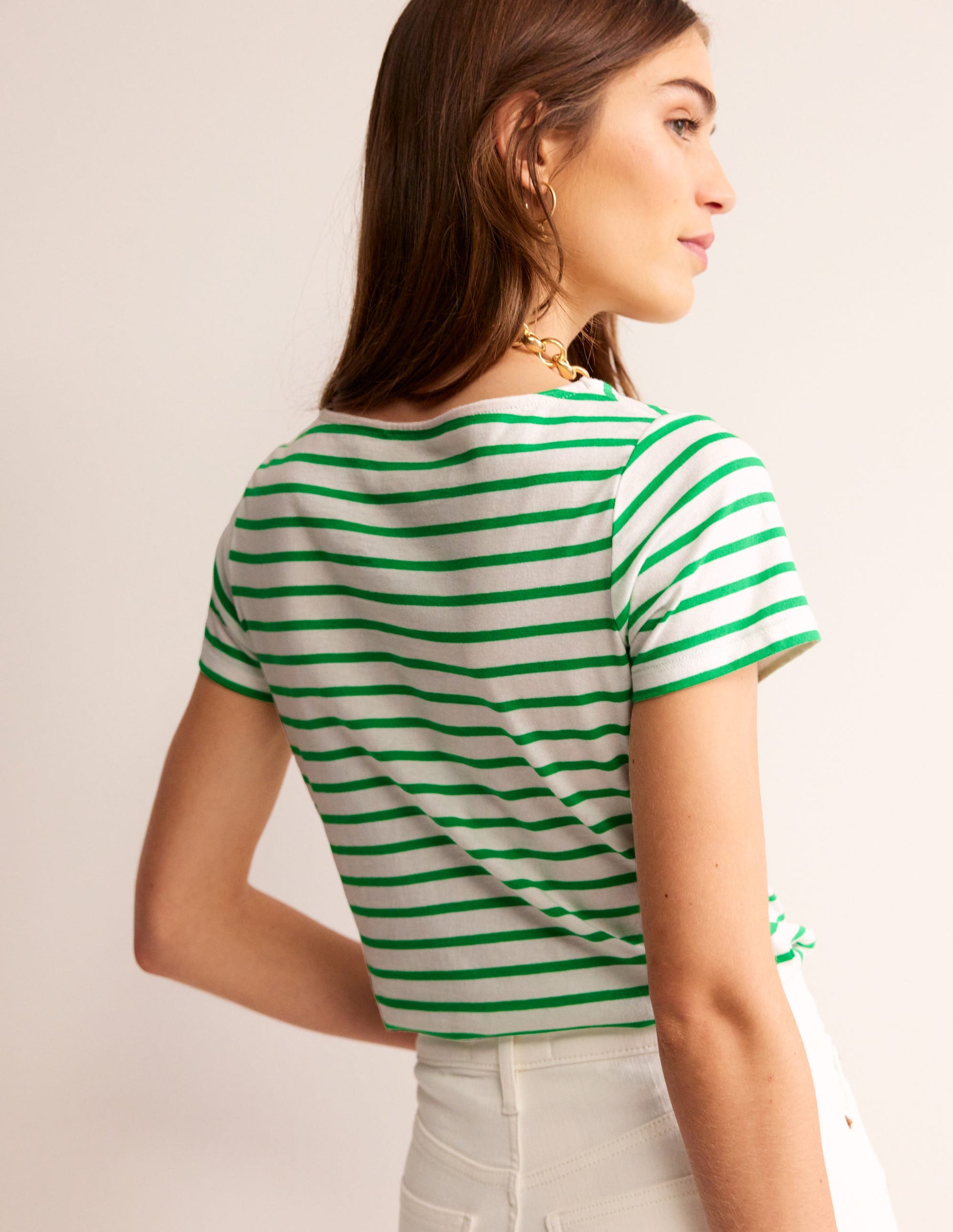Ella Bretonshirt mit kurzen Ärmeln-Naturweiß, Grün-3