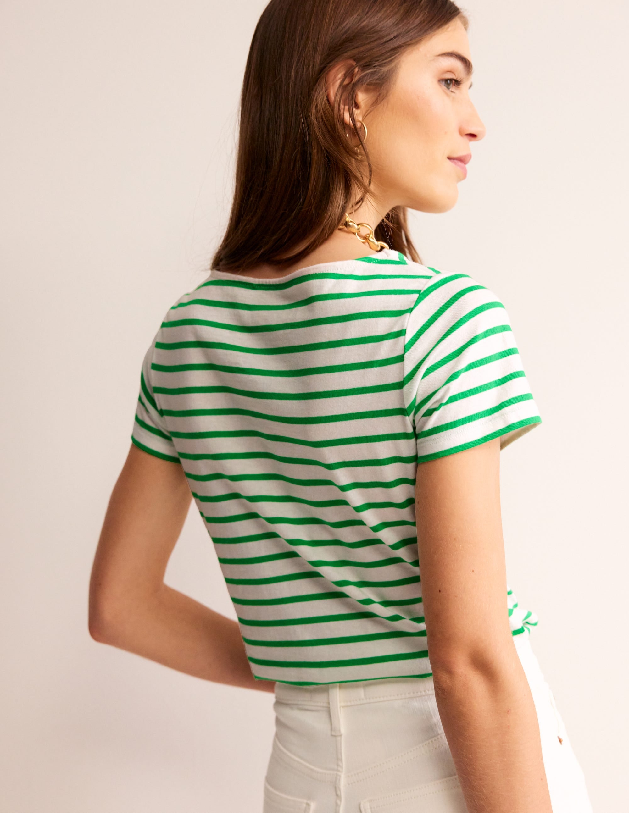 Ella Bretonshirt mit kurzen Ärmeln-Naturweiß, Grün - Image 3