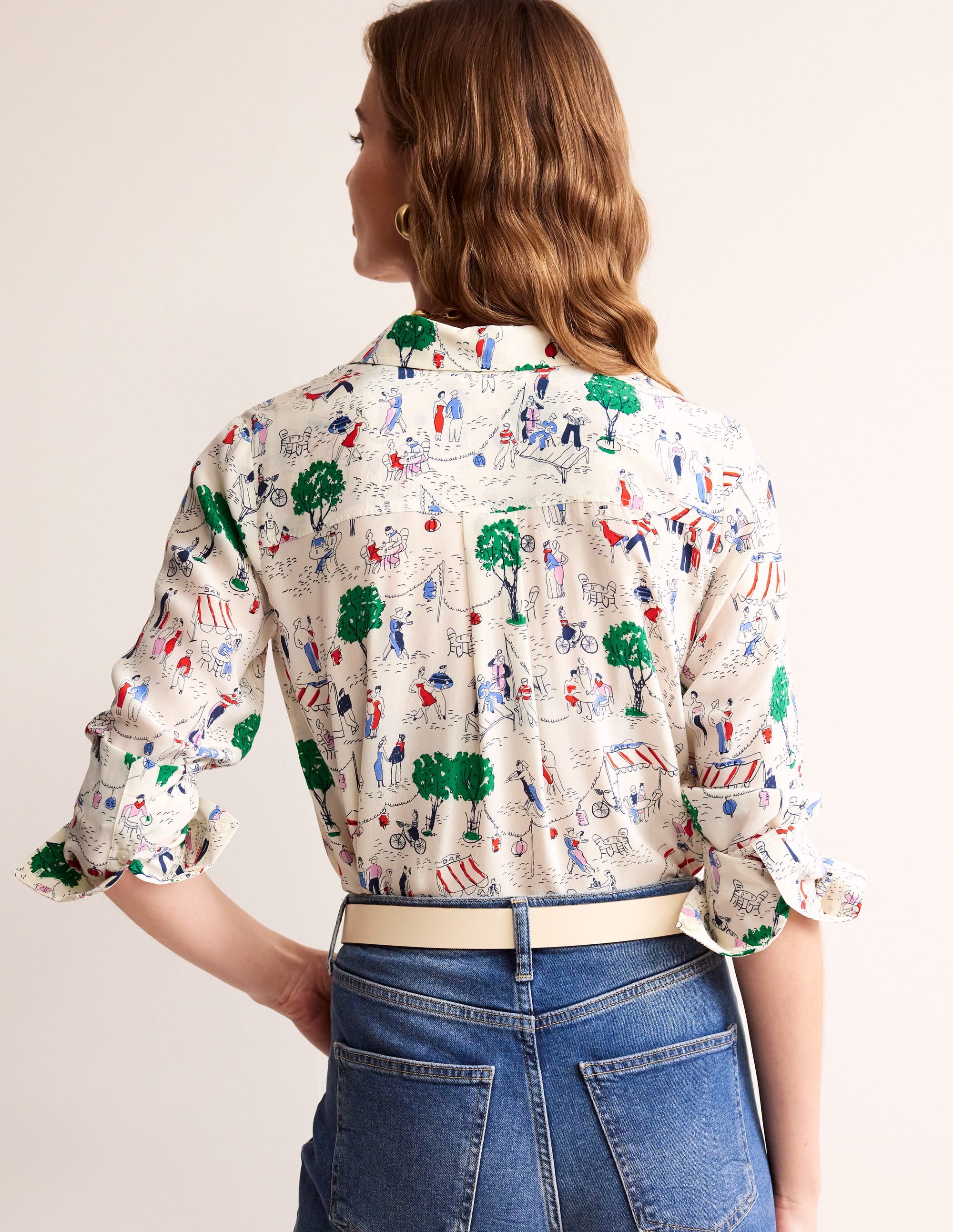 Sienna Silk Shirt-Ivory, Paris Scene - Image 3