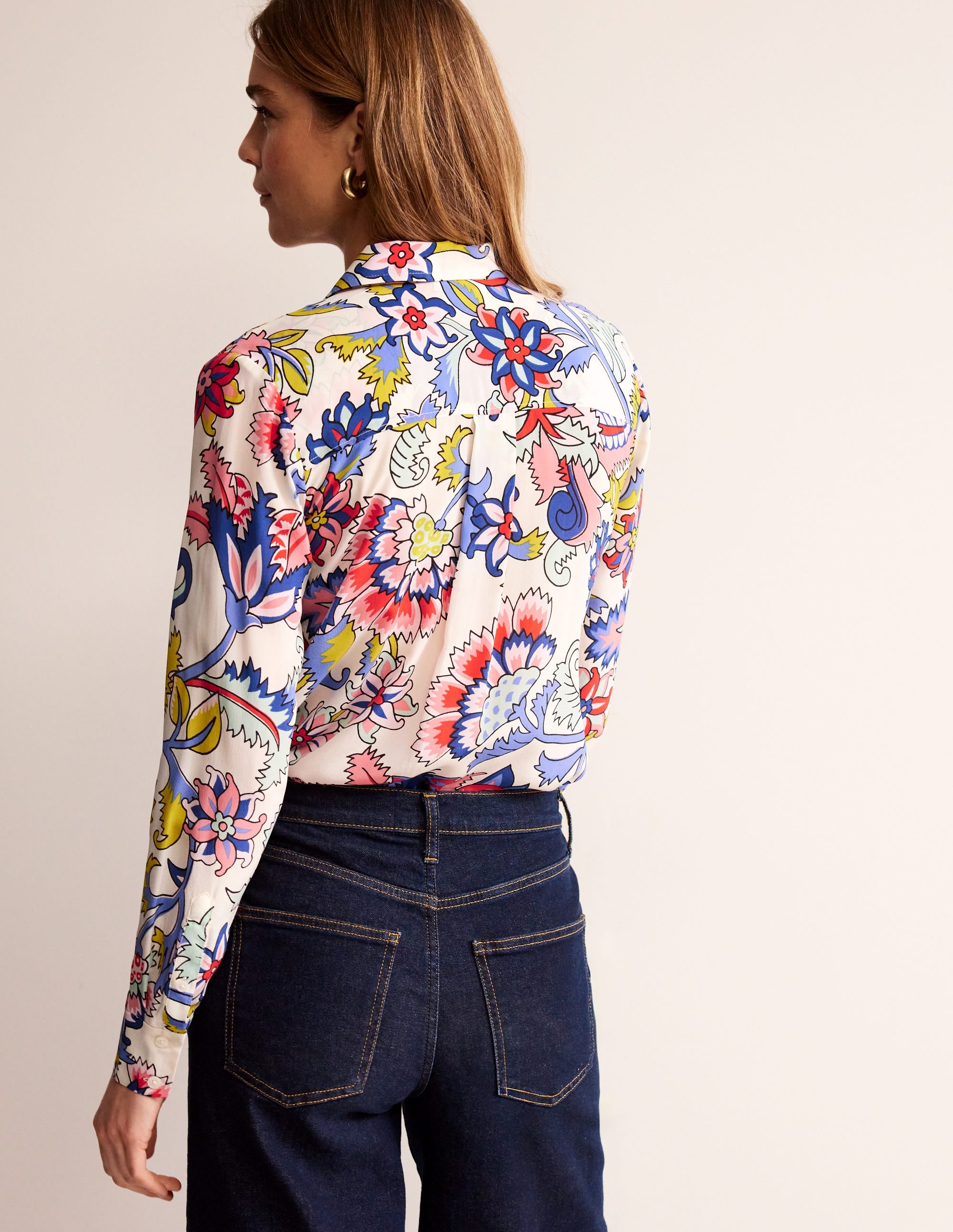Chemise Sienna en soie-Ivoire, motif Botanical Bunch - Image 3