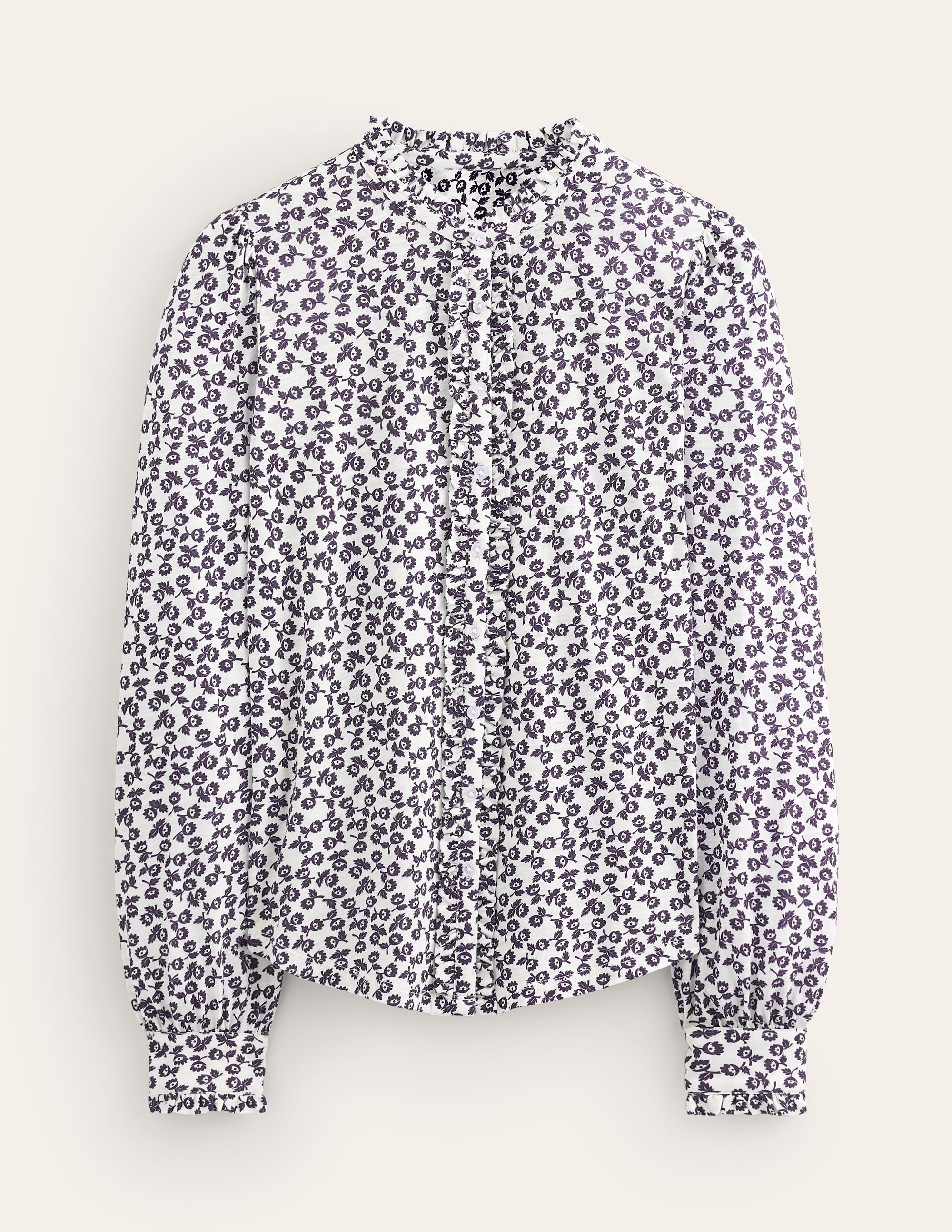 Caroline Jersey Shirt-Ivory, Ditsy Bud - Image 5