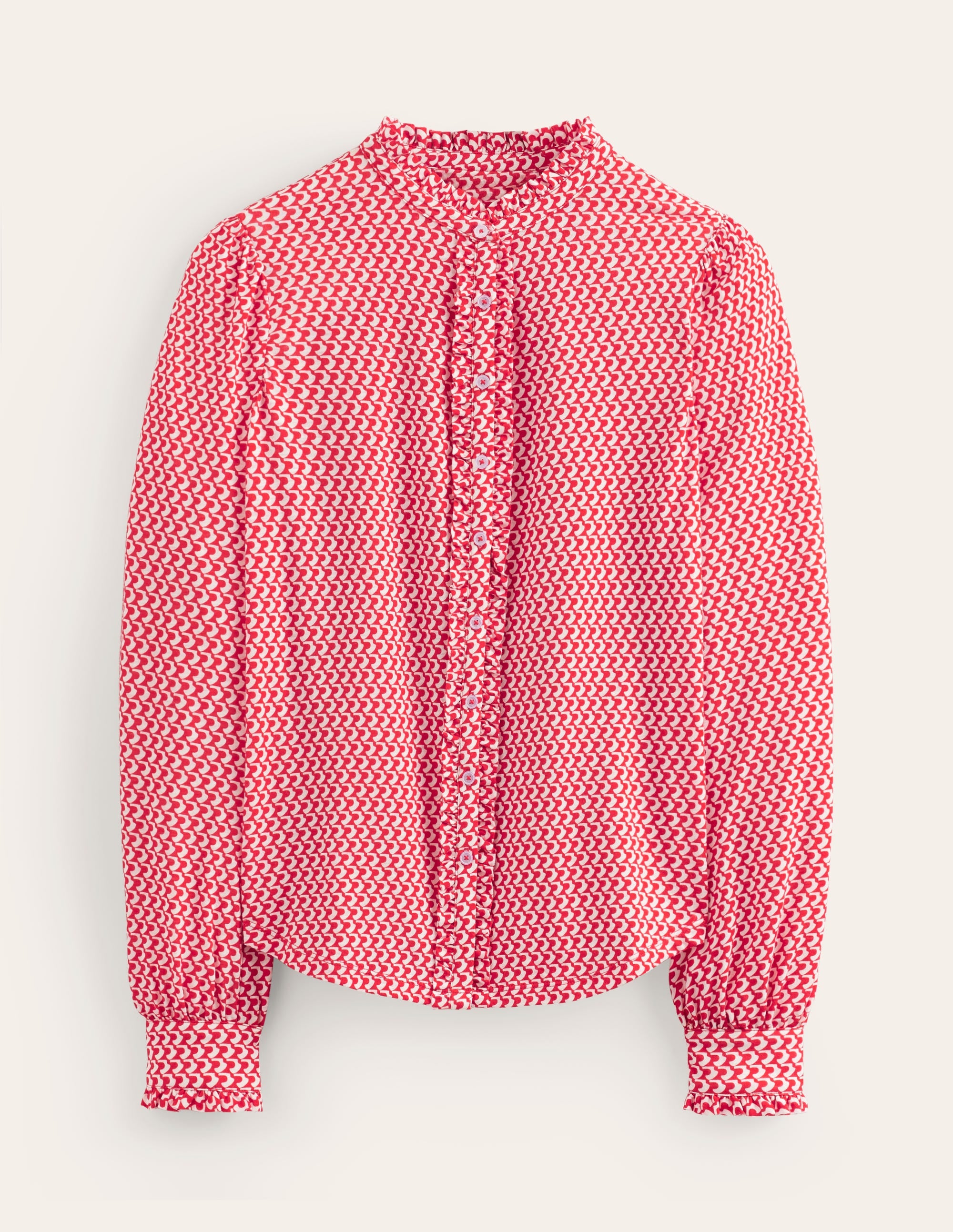 Caroline Jersey-Hemd-Flame Scarlet, Bogen Geo - Image 5