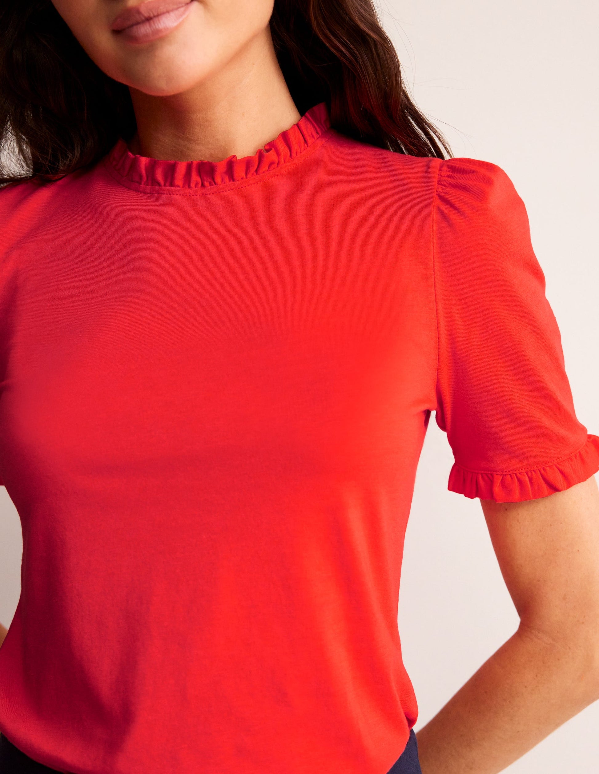 Supersoft Frill Detail T-shirt-Poppy Red-2