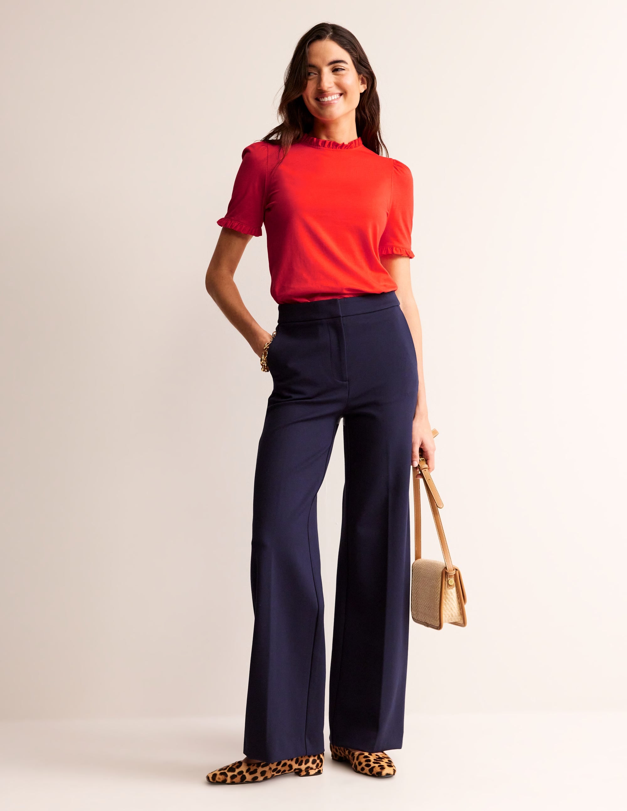 Supersoft Frill Detail T-shirt-Poppy Red - Image 4