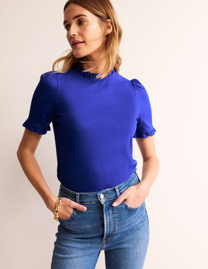 T-shirt volanté ultra-doux-Bleu connecté-1