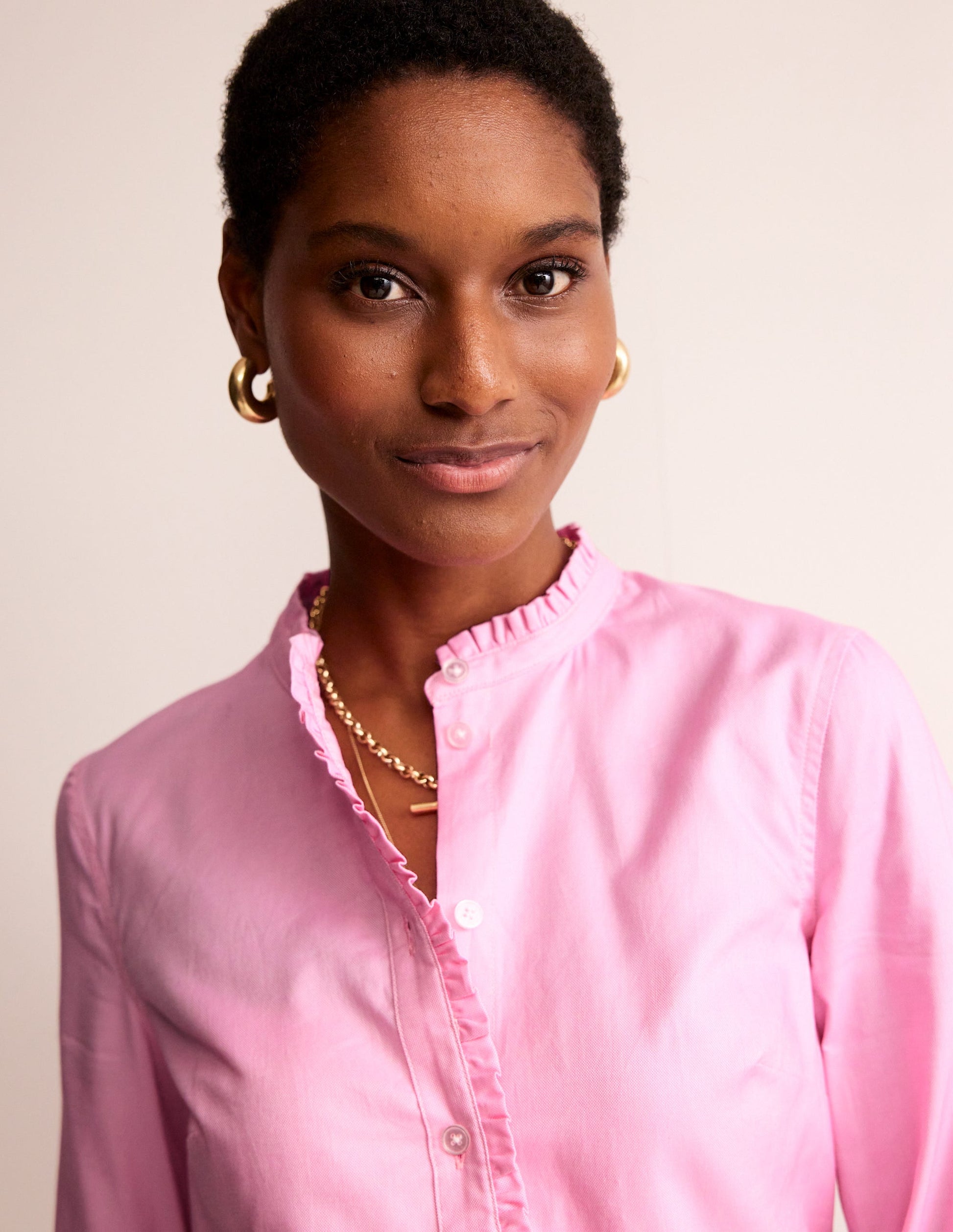 Chemise Phoebe en coton-Oxford rose-2