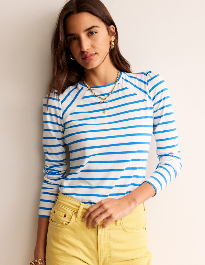 T-shirt Arabella à rayures-Bleu brillant