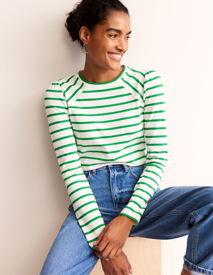 T-shirt Arabella à rayures-Vert tambourin