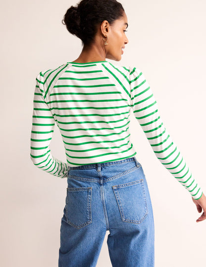 Arabella Gestreiftes T-Shirt-Grünes Tamburin