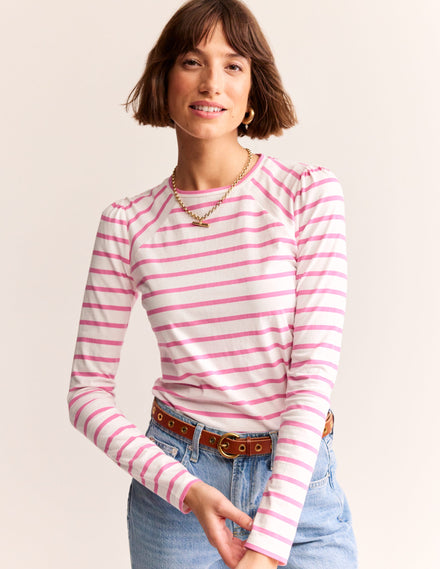 Arabella Gestreiftes T-Shirt-Sangria Sonnenuntergang