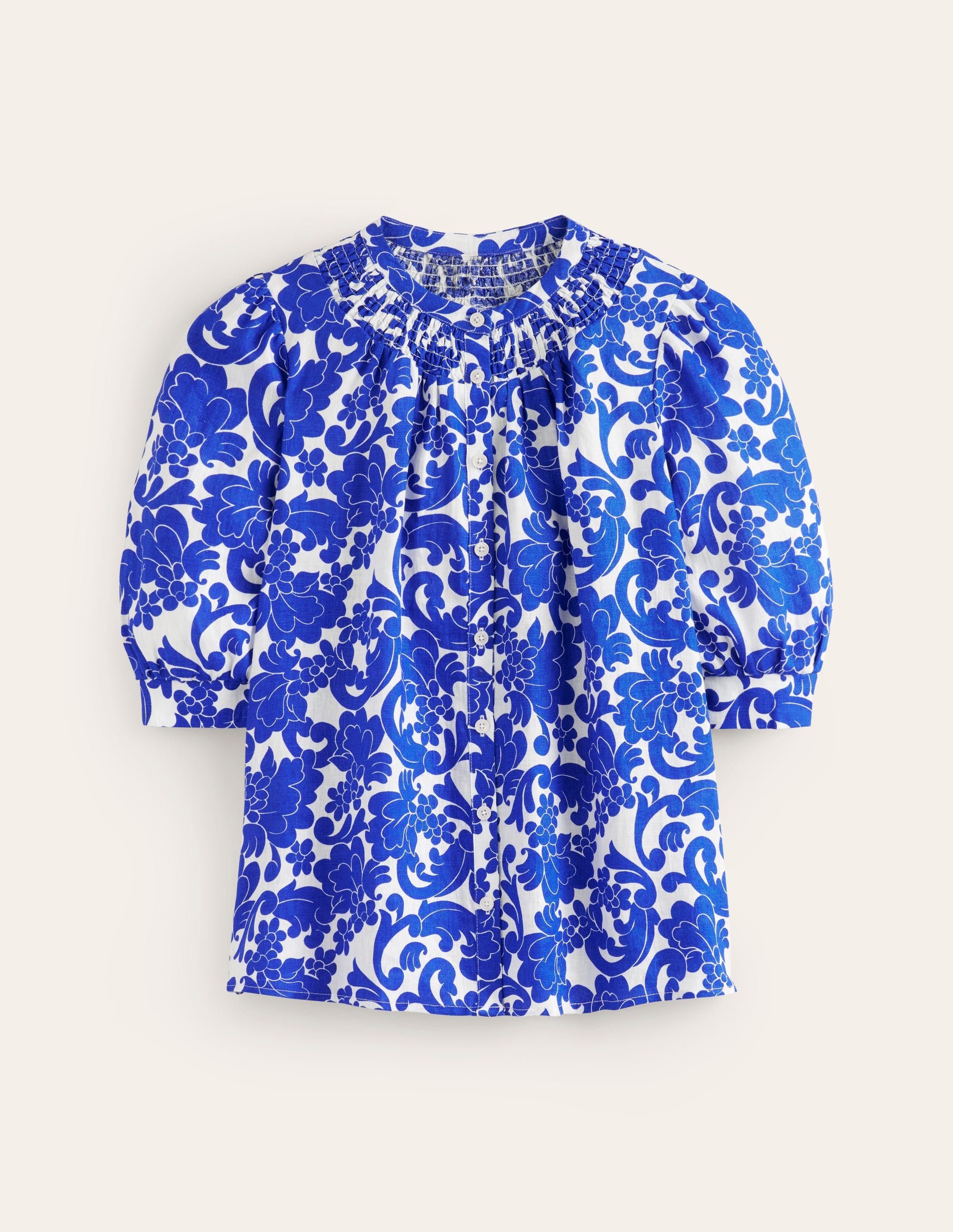Top Ada en lin-Bleu connecté, motif Opulent Whirl - Image 5
