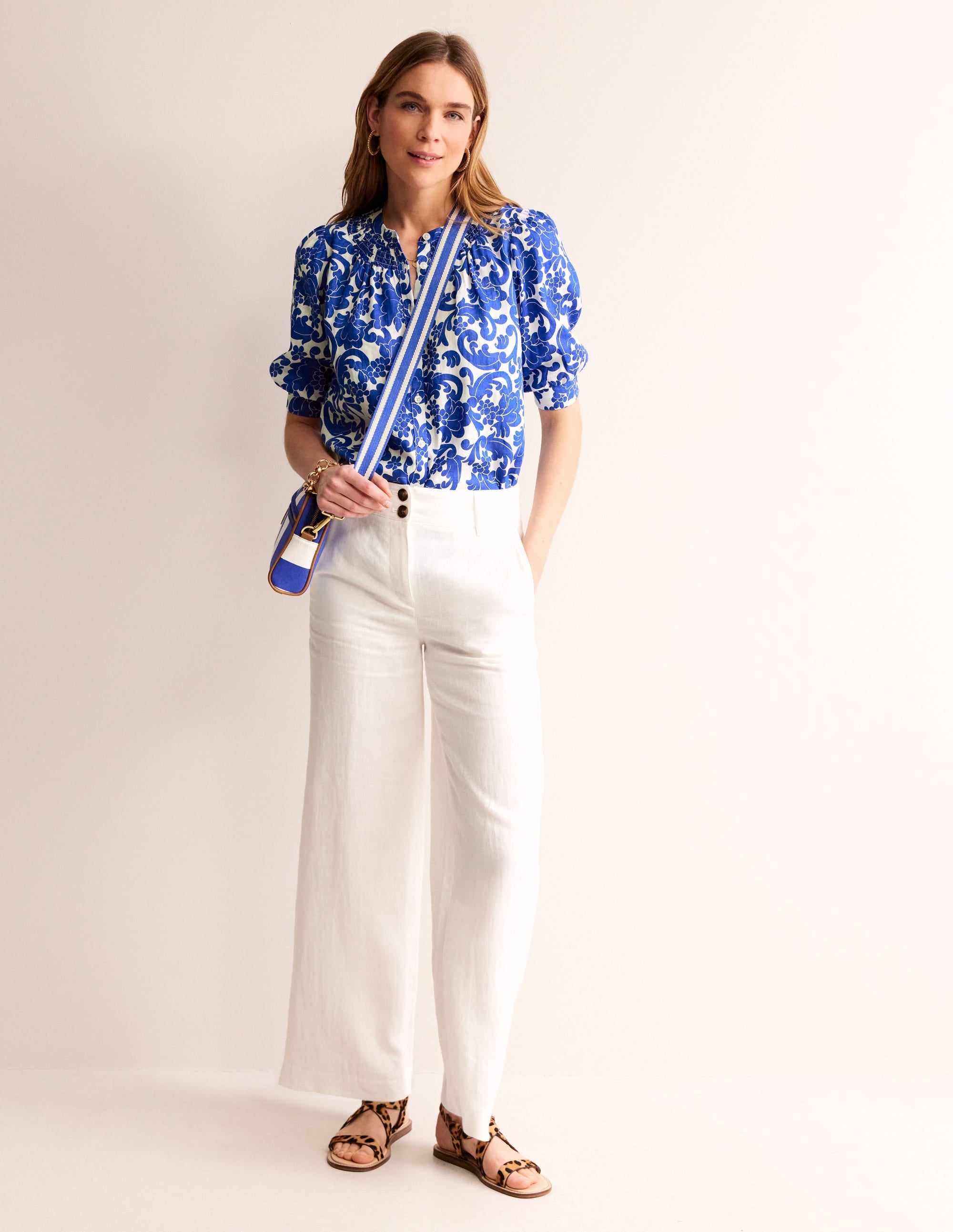 Top Ada en lin-Bleu connecté, motif Opulent Whirl - Image 4