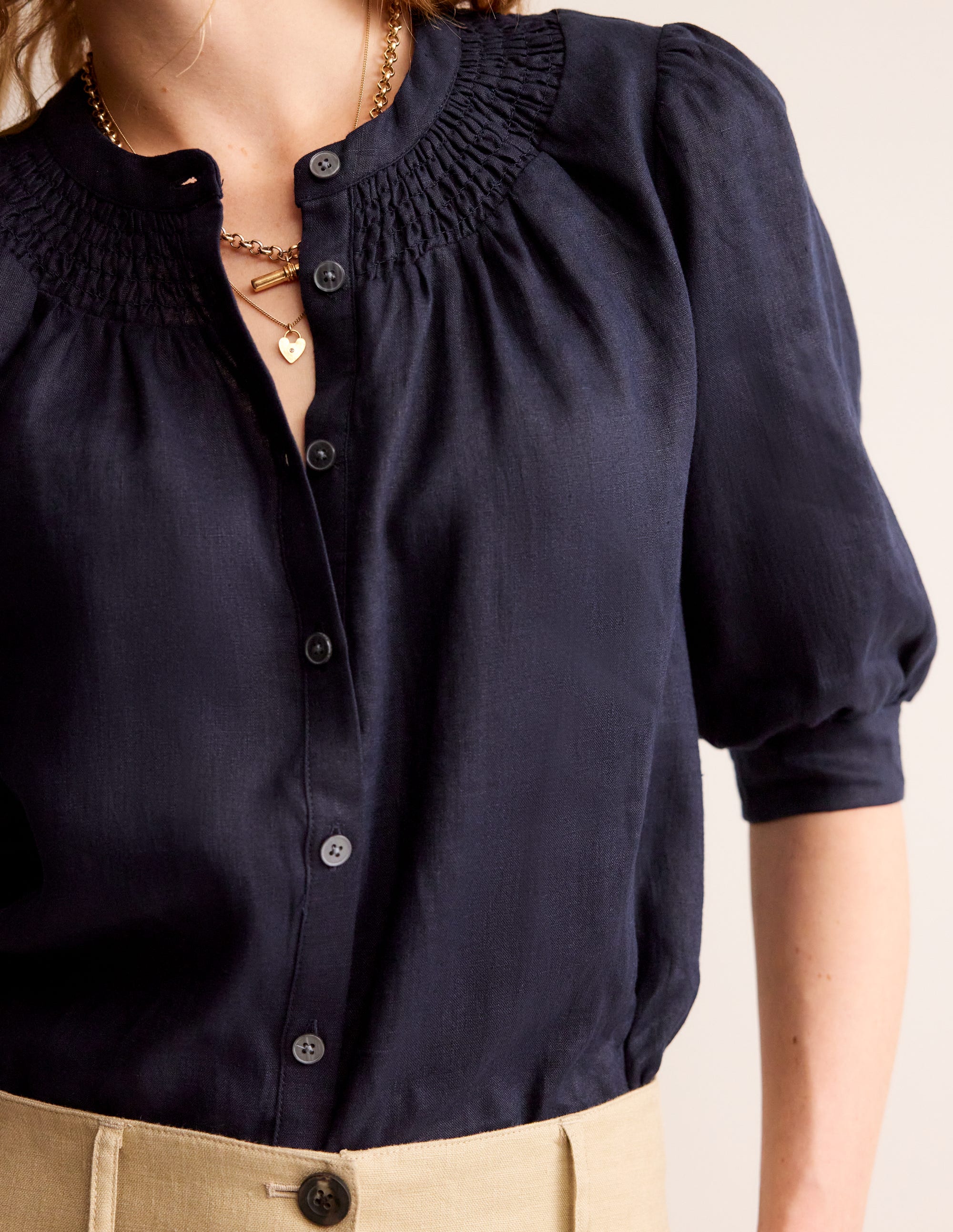 Top Ada en lin-Bleu Marine, Petits Pois - Image 3