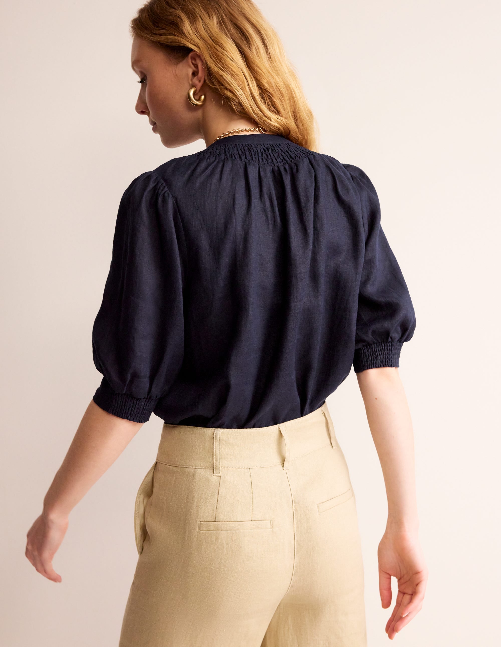 Top Ada en lin-Bleu Marine, Petits Pois - Image 4