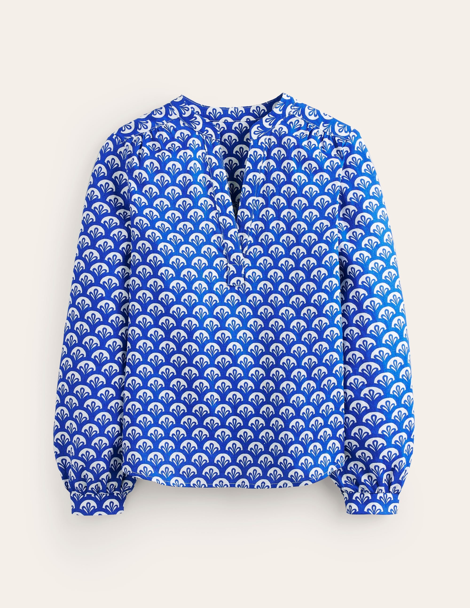 Top Alice en lin-Bleu connecté, motif Foliage Geo - Image 5
