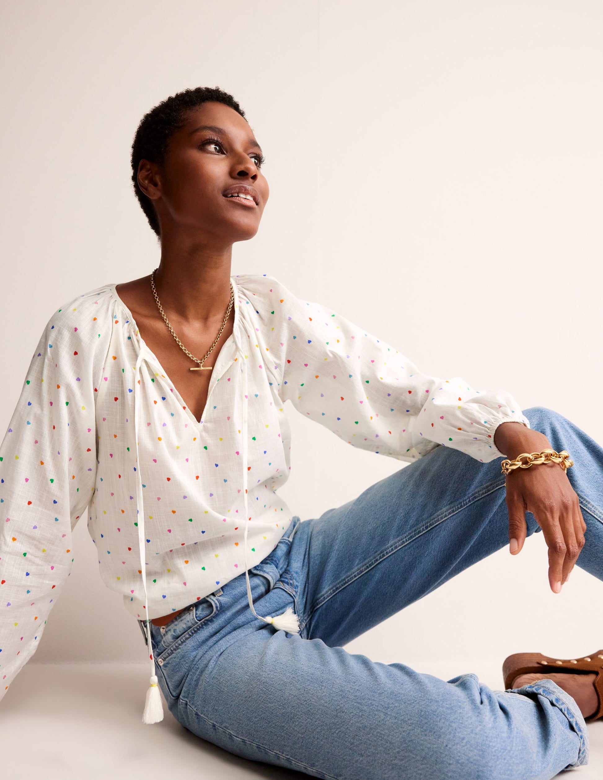 Serena Cotton Blouse-Multi, Confetti Hearts-2