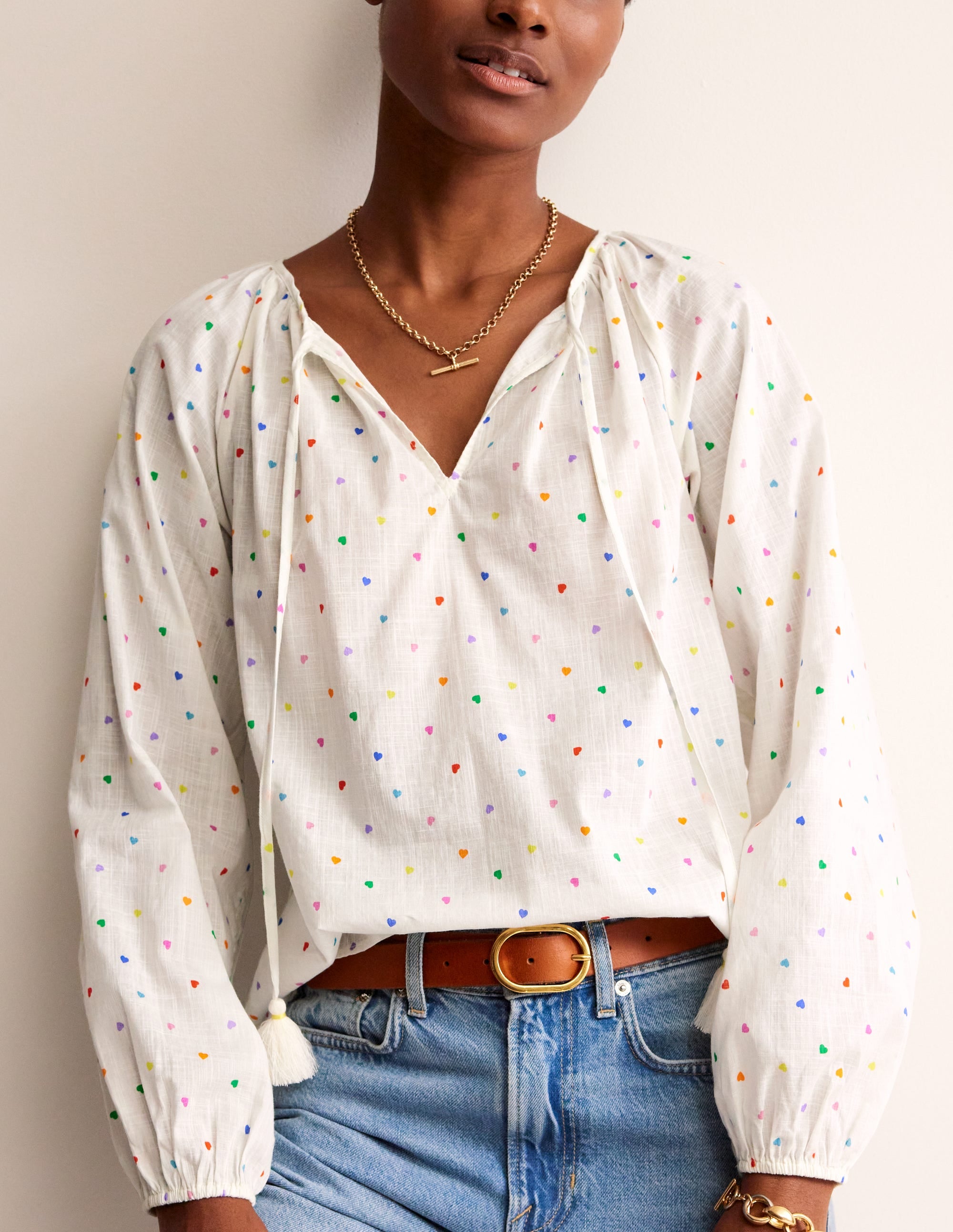 Serena Cotton Blouse-Multi, Confetti Hearts - Image 4