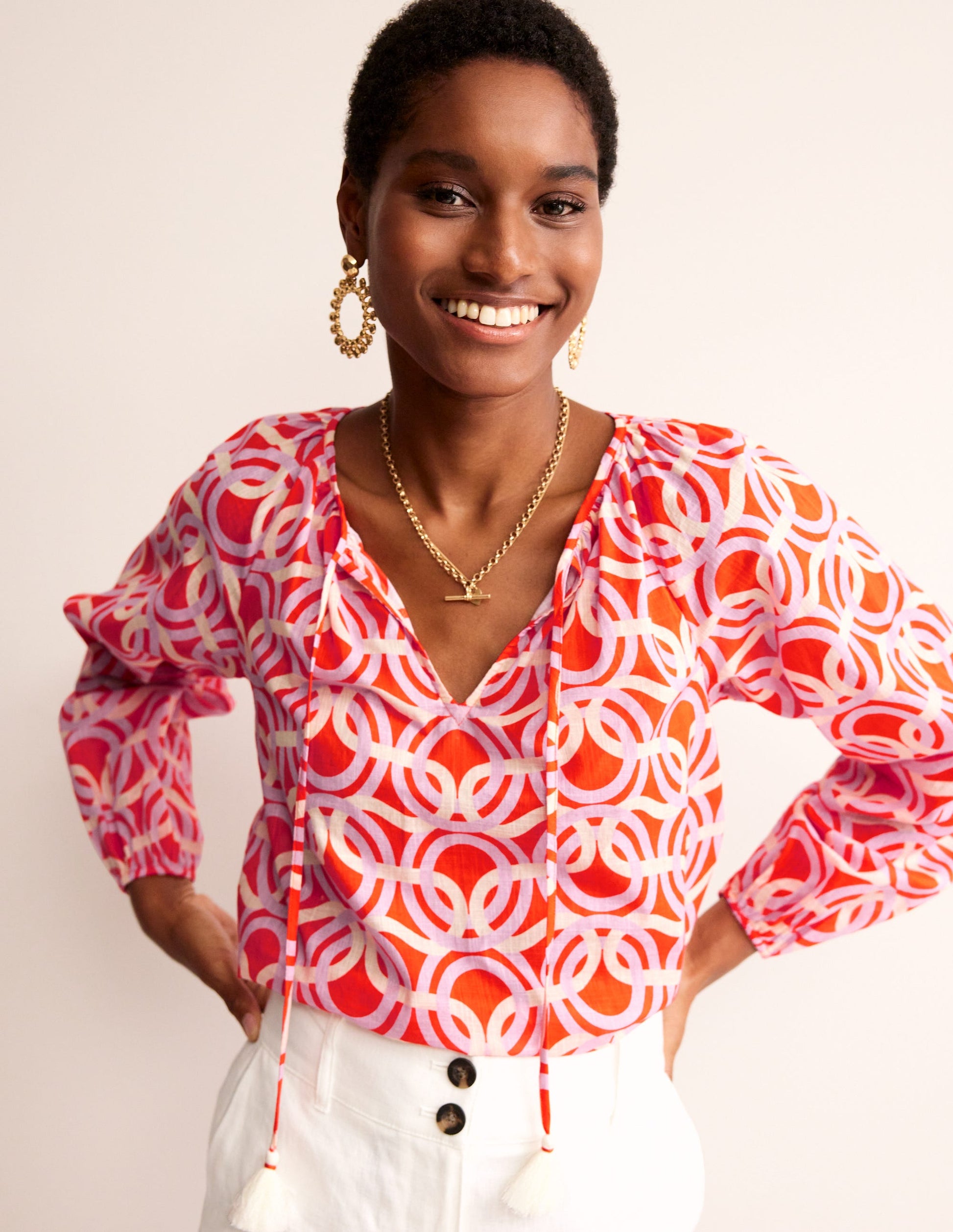 Serena Baumwollbluse-Fiesta, Geo Wirbel-1