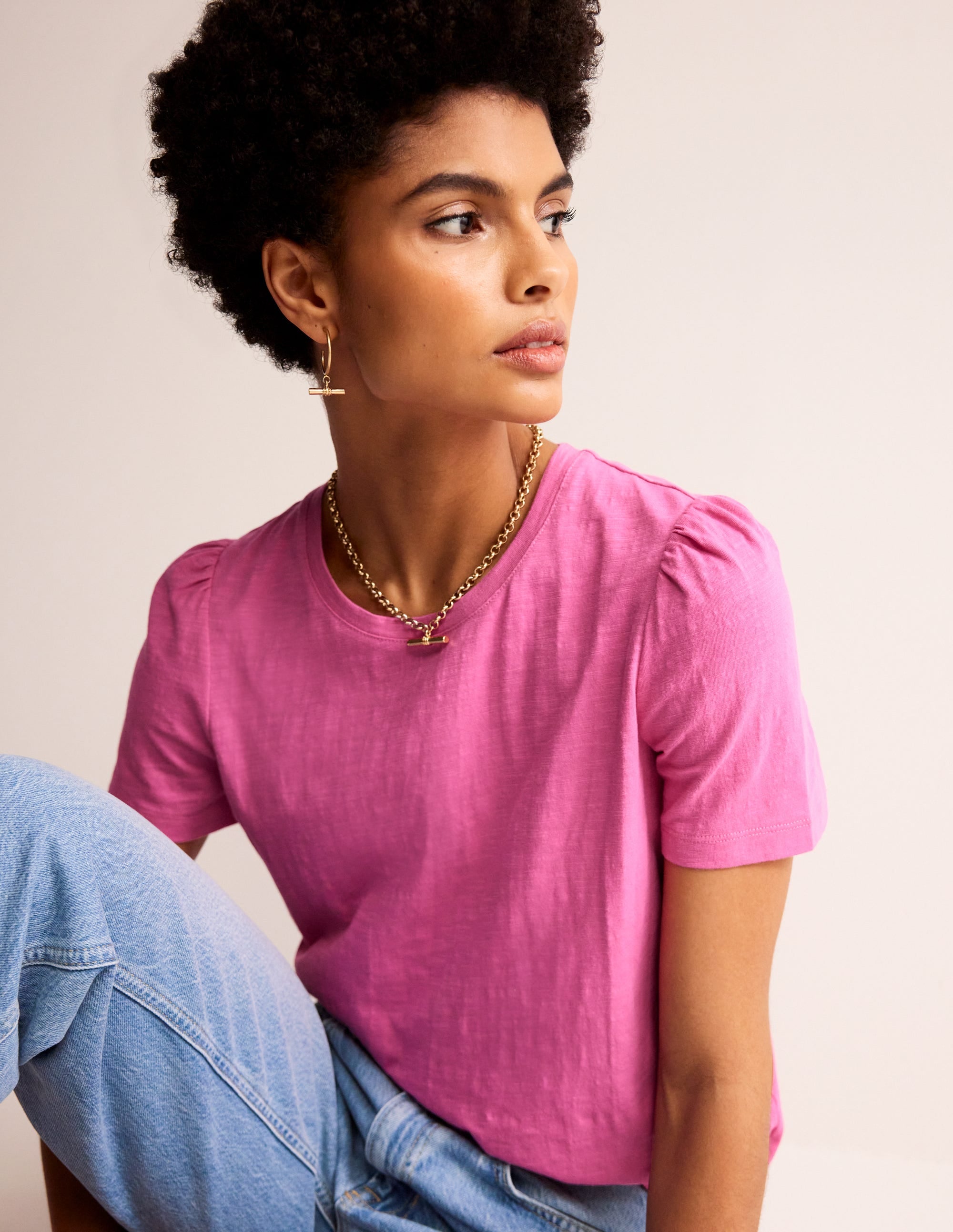 T-shirt en coton à manches bouffantes-Beacon - Image 1