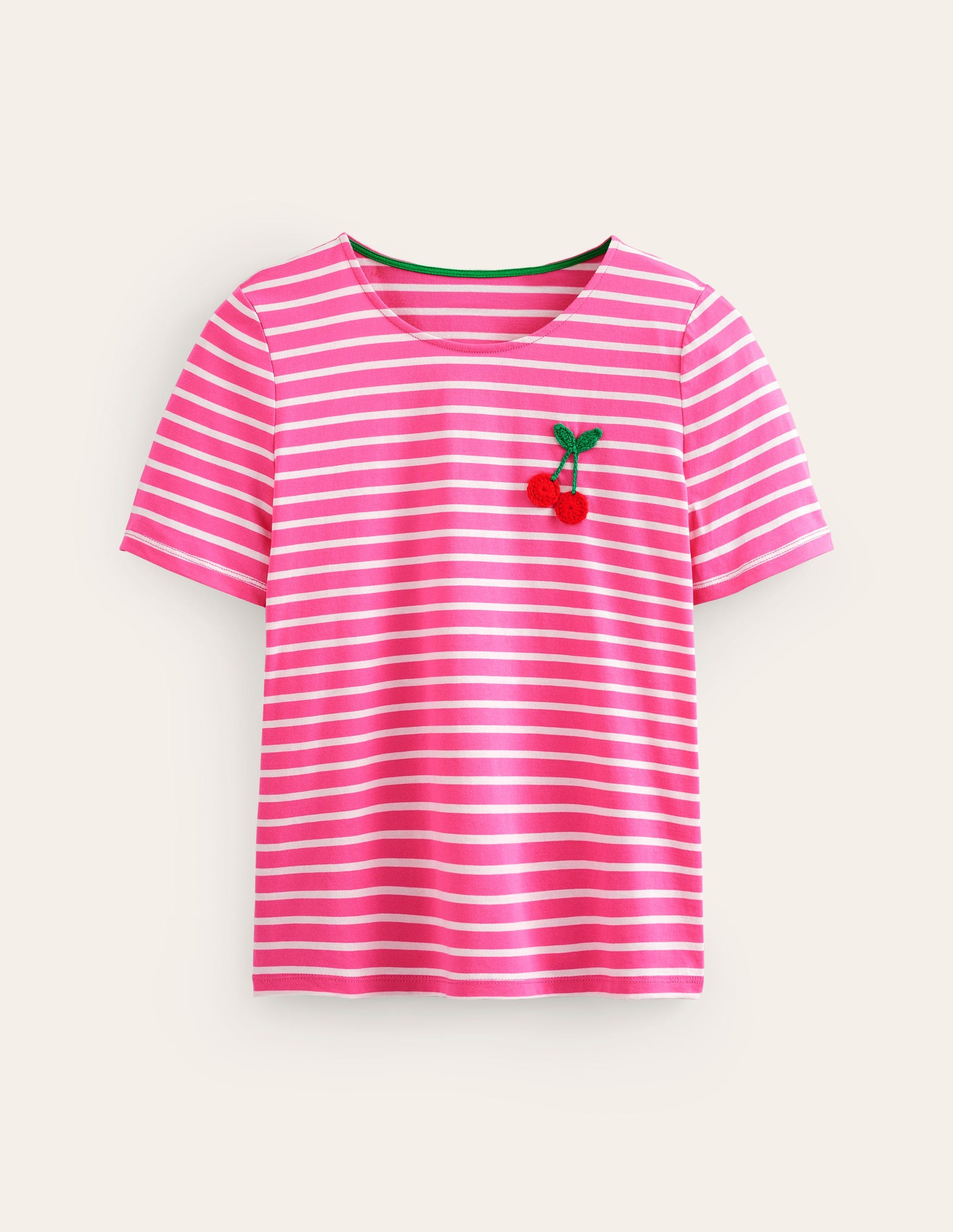 Häkel-T-Shirt-Rosa, Naturweiß Kirschen-6