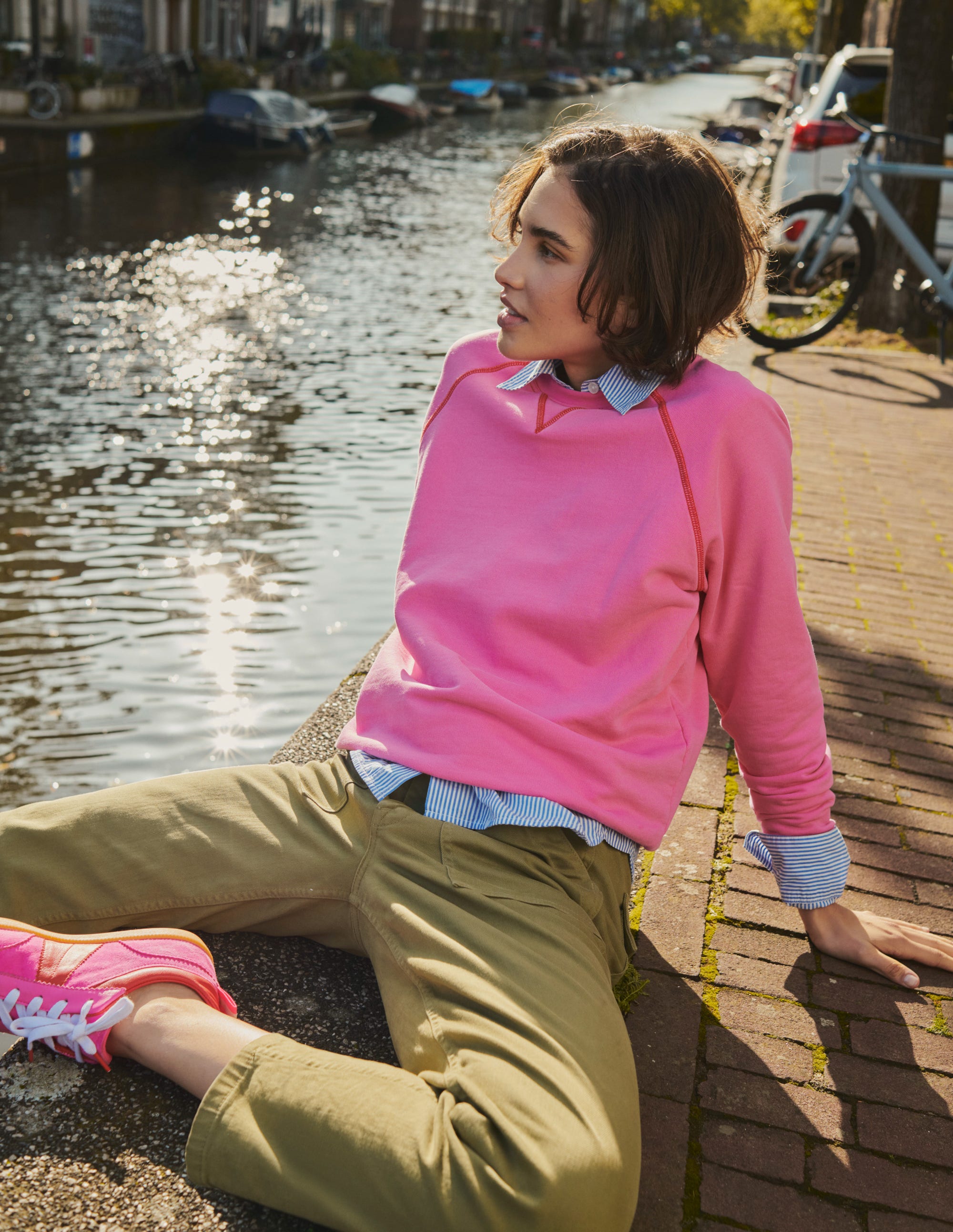 Raglan-Sweatshirt mit Waschung-Sangria Sonnenuntergang - Image 5