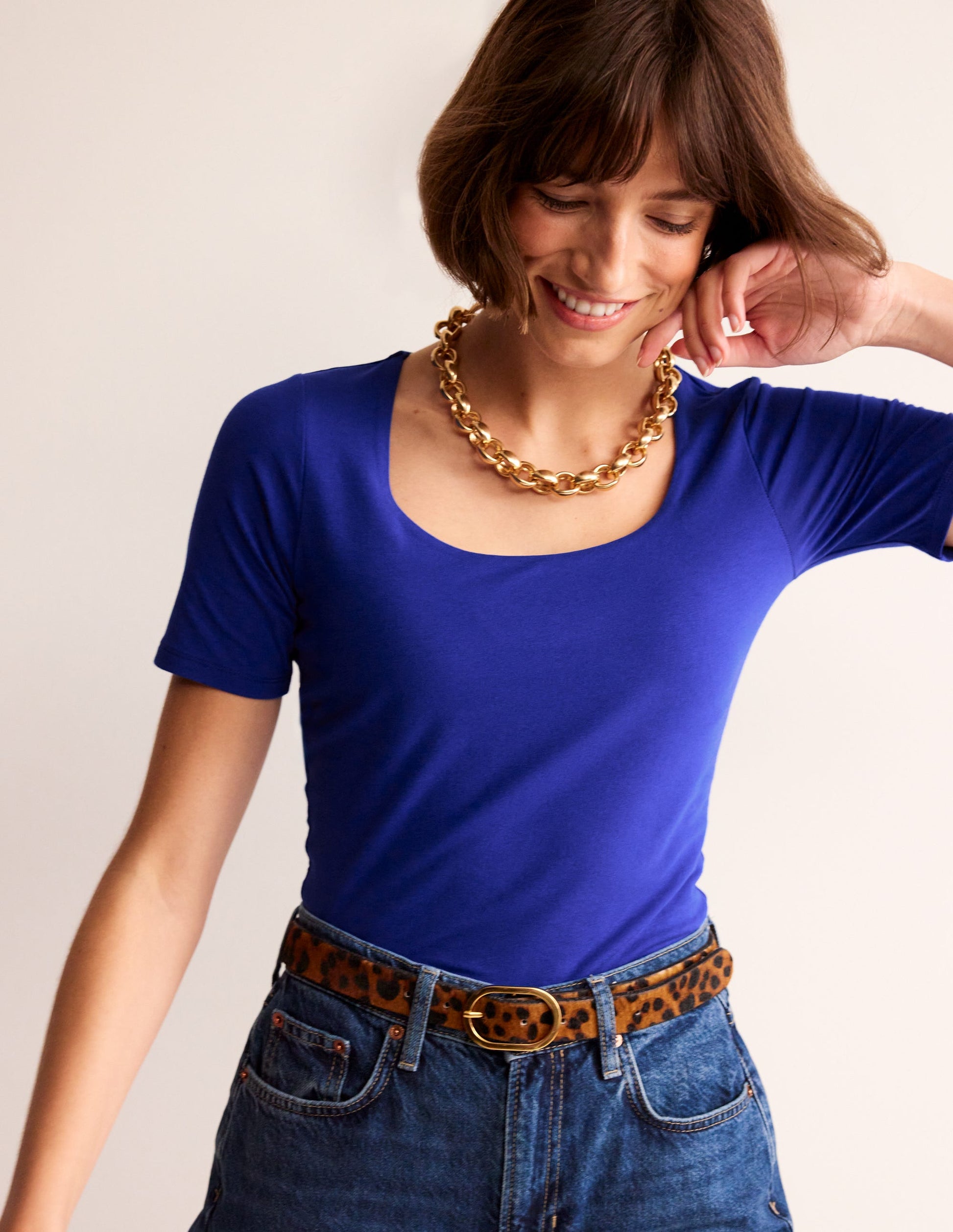 Double Layer Scoop T-shirt-Surf the Web-1