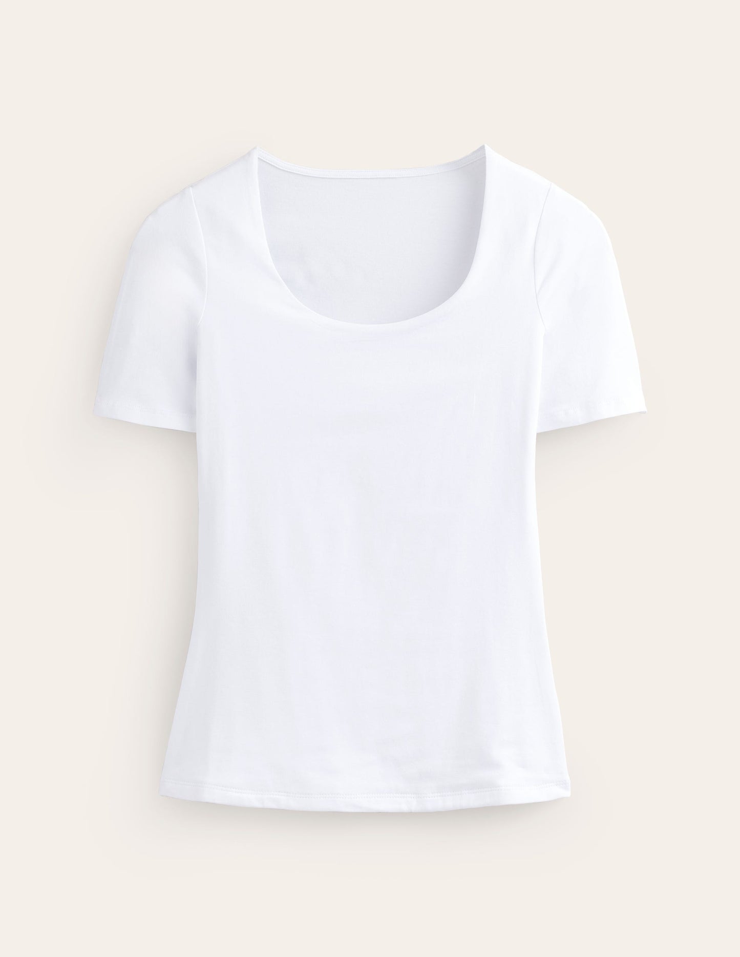 Doppellagiges T-Shirt mit tiefem Rundhalsausschnitt-Weiß