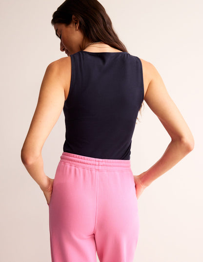 Double Layer Scoop Neck Vest-Navy-3