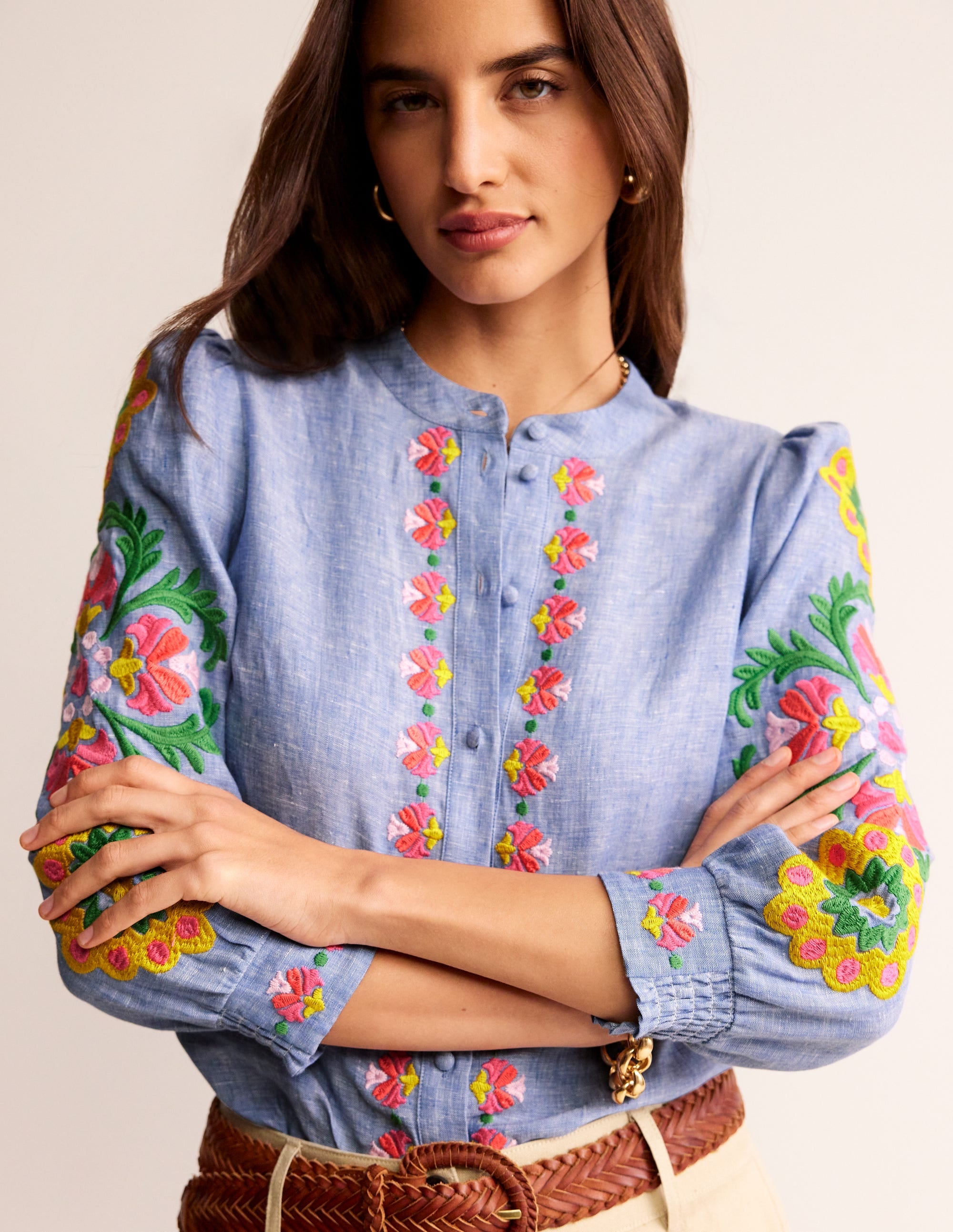 Top Ava brodé-Chambray - Image 1