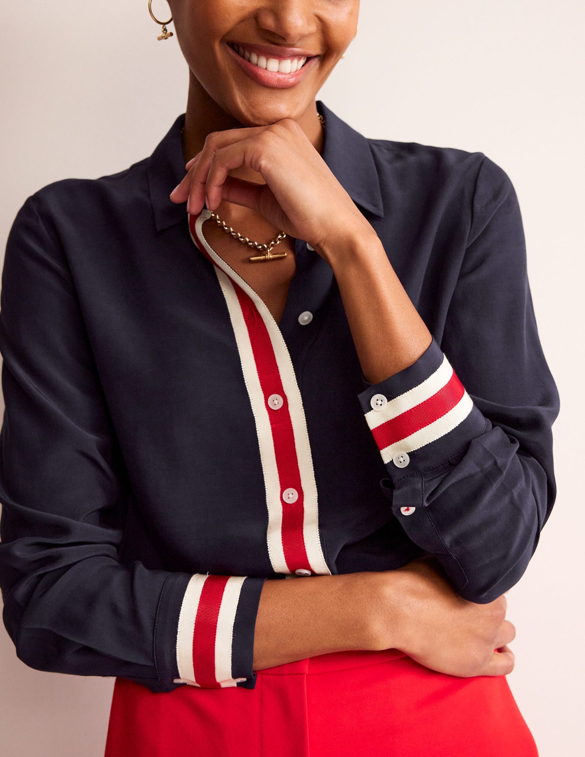 Sienna Hemd mit Spitzendetail-Marineblau-2