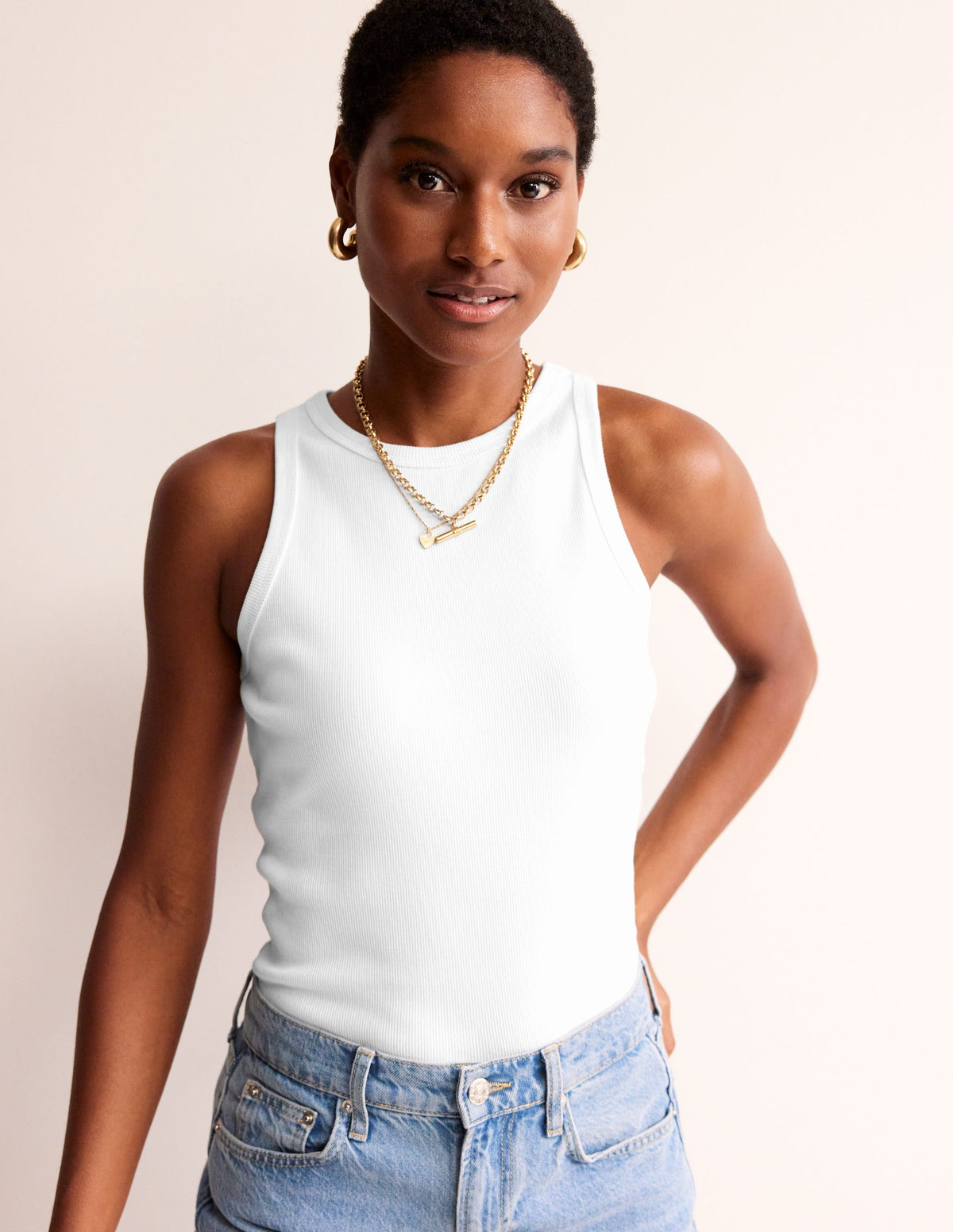 Ribbed Racer Vest-White-1