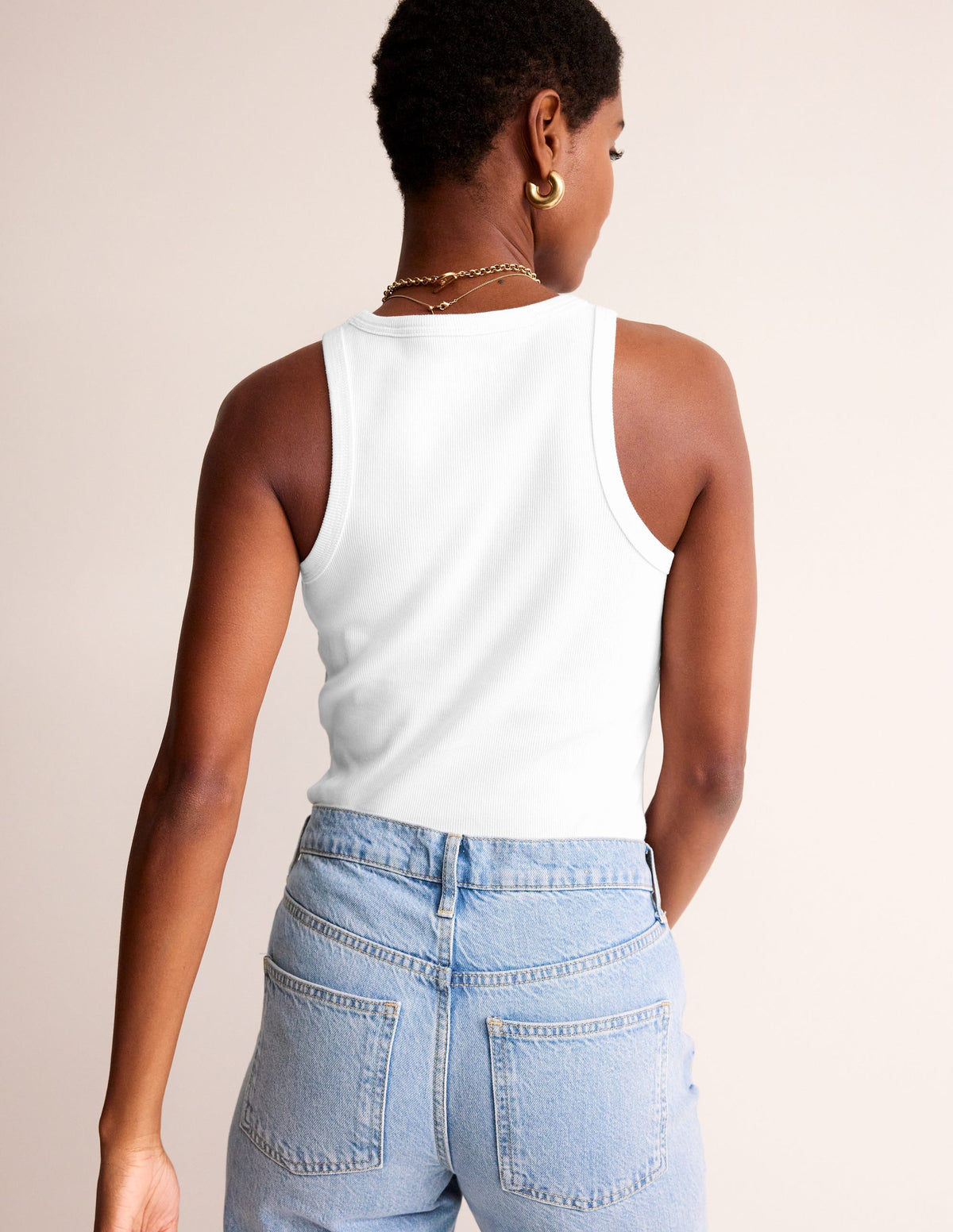 Ribbed Racer Vest-White - Image 3