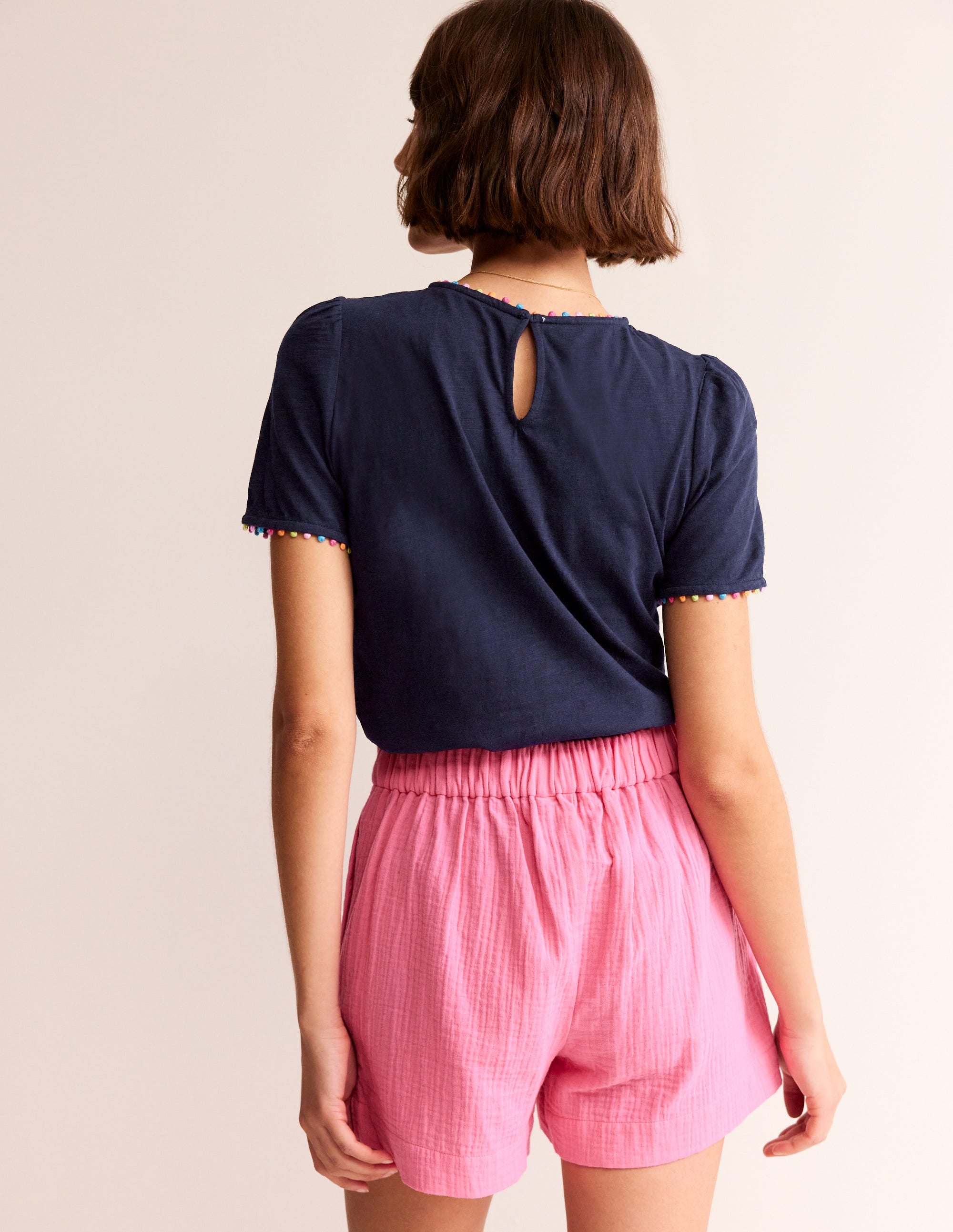 T-shirt Ali en jersey-Bleu Marine, Petits Pois - Image 3