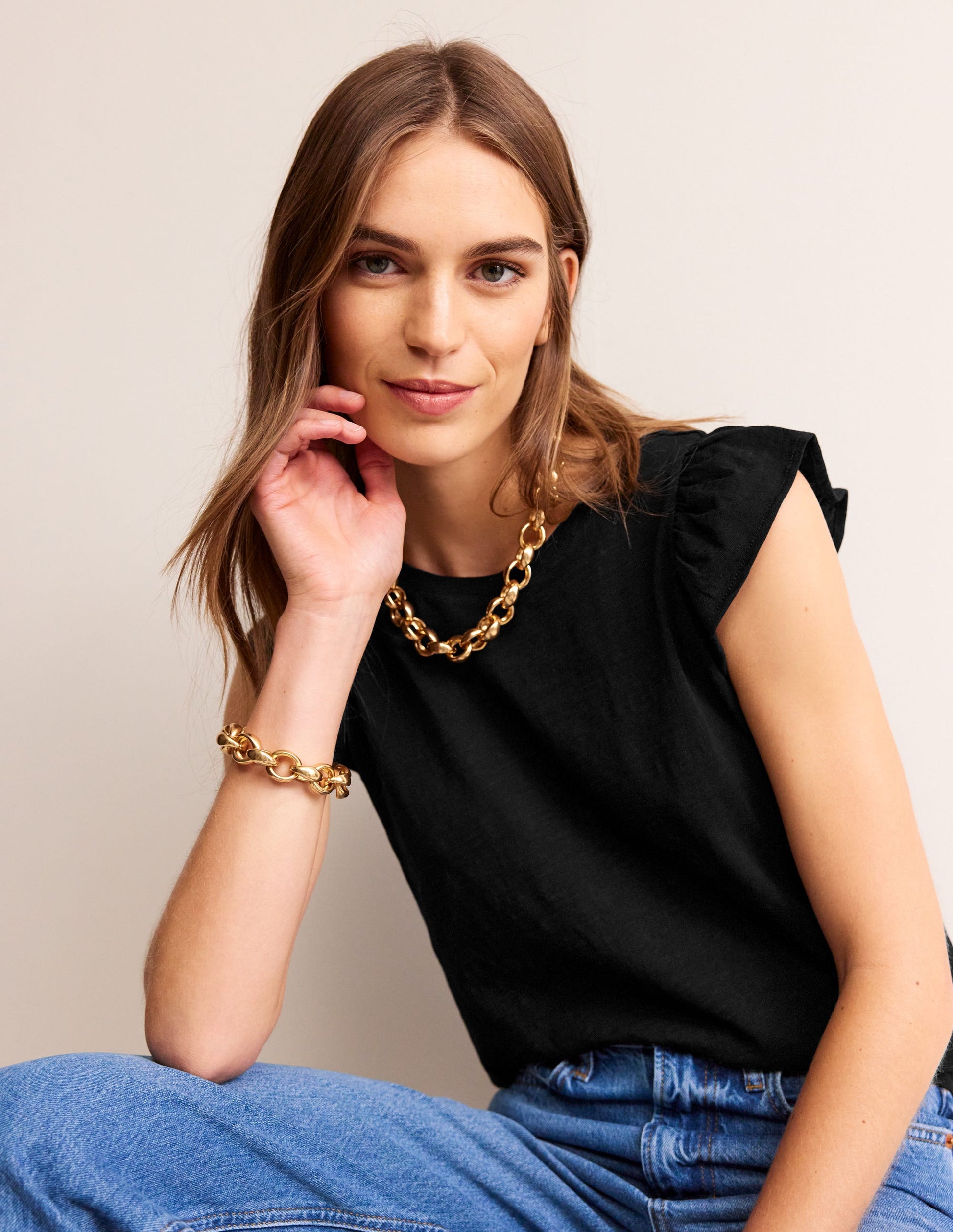 Cotton Flutter Top-Black-4