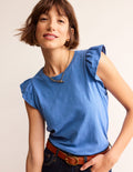 Cotton Flutter Top-Ebb and Flow Blue